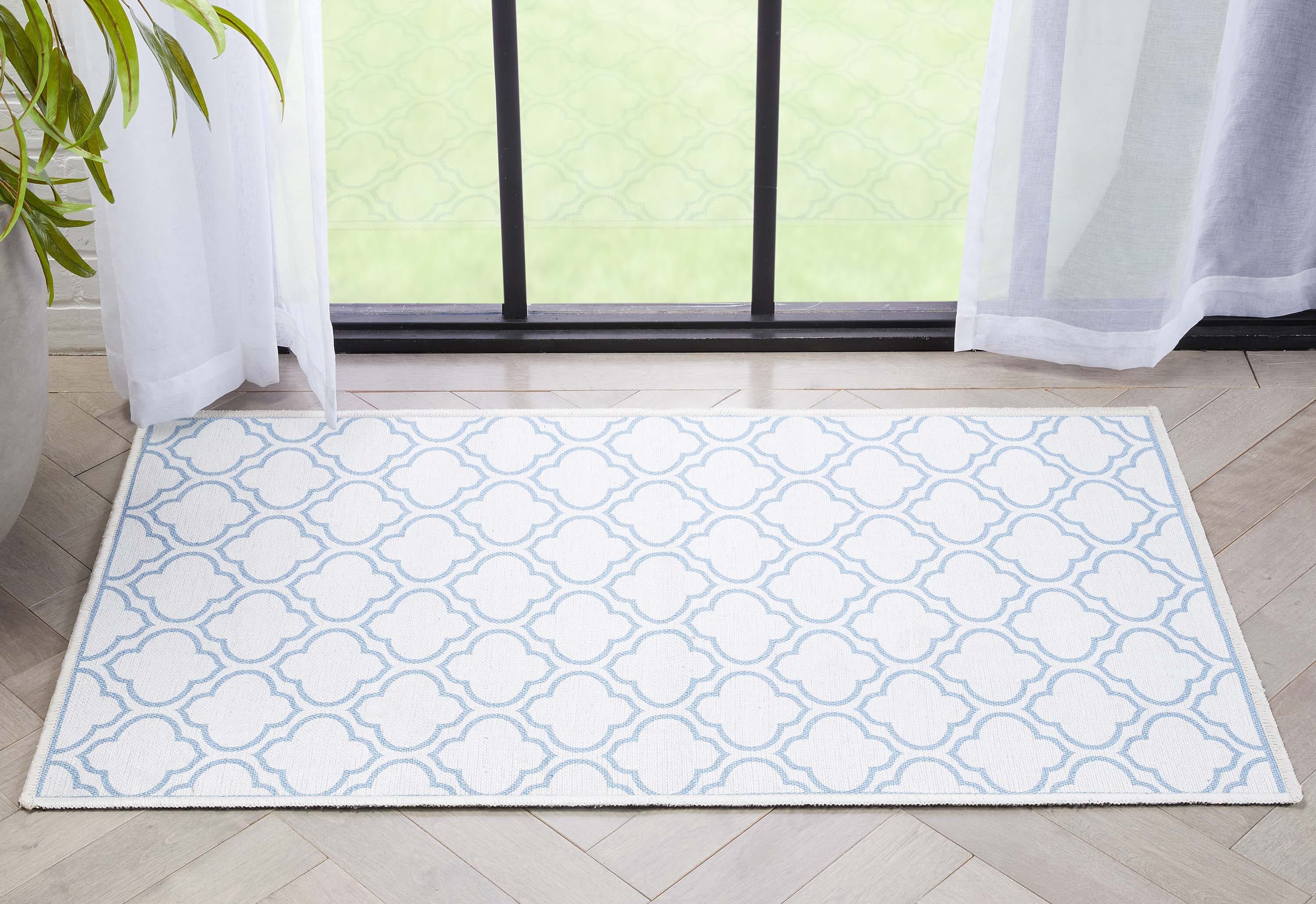 Well Woven W-MR-04F-3 2 x 3 (ft) Flatweave Polyester Ivory Dark Blue Rectangular Indoor Tribal Moroccan Machine washable Area rug