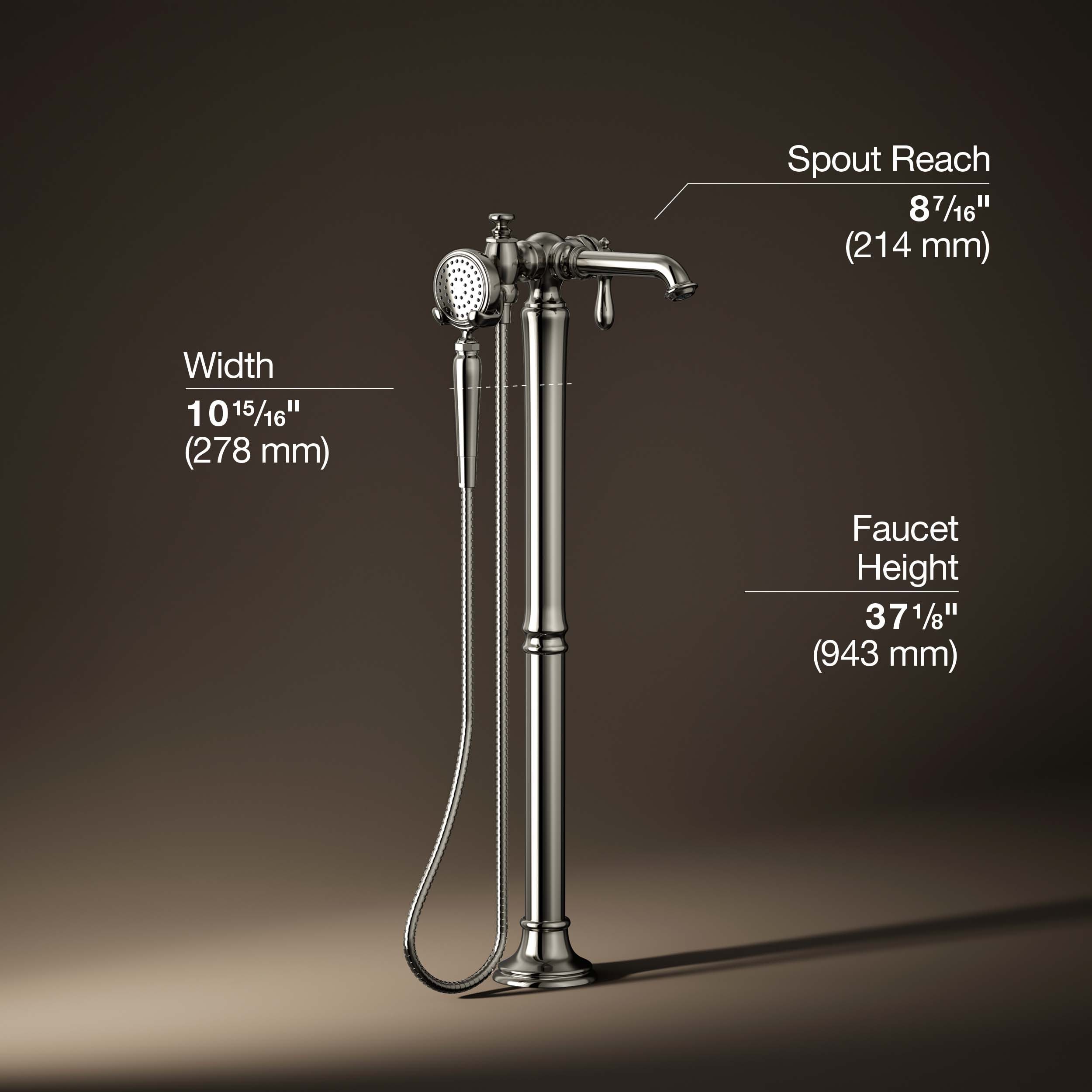 Polished Nickel Freestanding Tub Faucet with Hand Shower