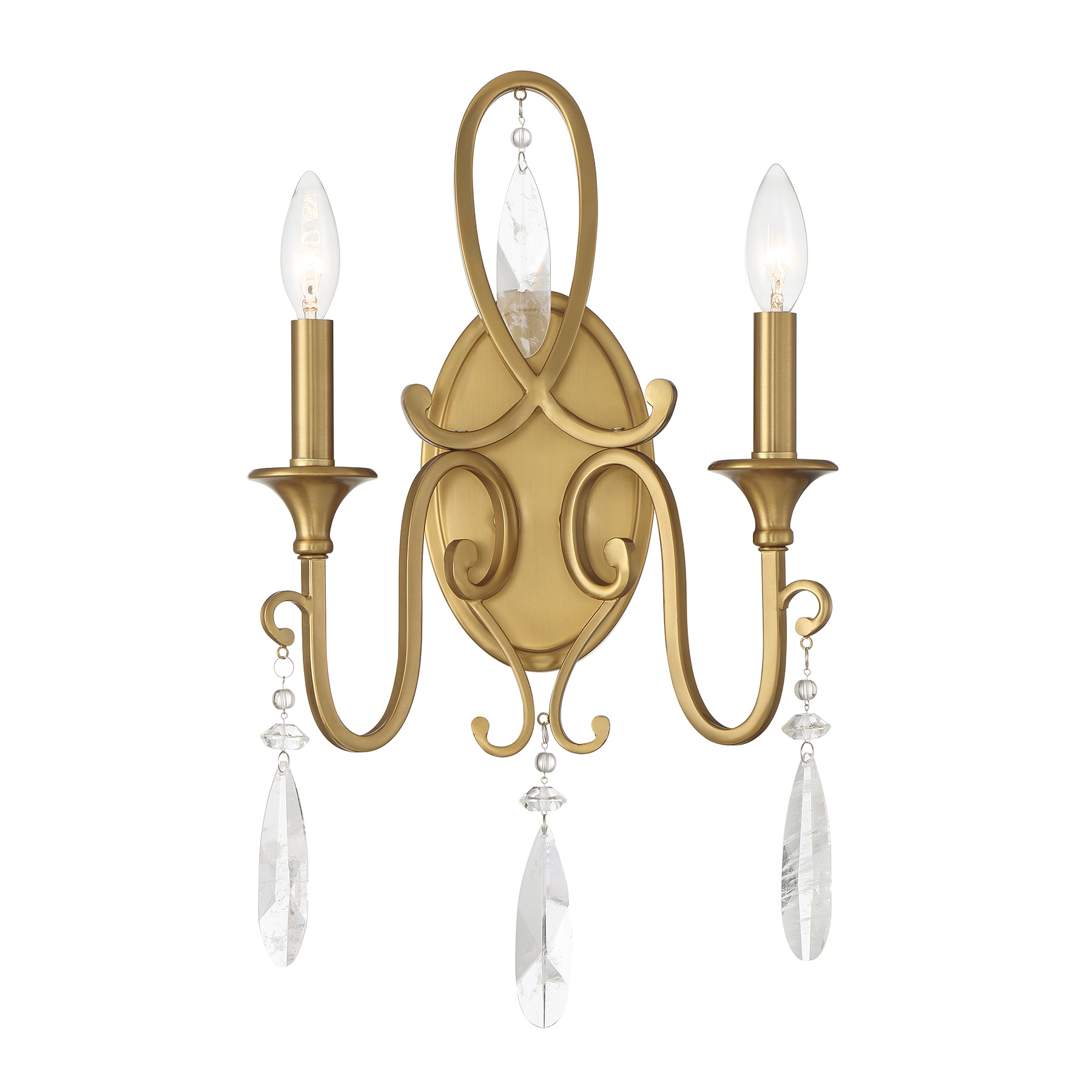 Savoy House 9-2704-2-322 Fairchild 2-Light Wall Sconce in Warm Brass 12-in W 2 -Light Antique Brass Glam Wall Sconce