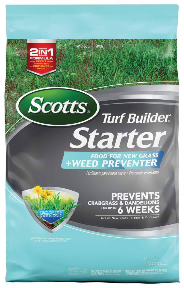 Scotts 23200 Turf Builder Starter Plus Weed Preventer 22-lb 5000-sq ft 21-22-4 All Purpose Weed Feed Fertilizer