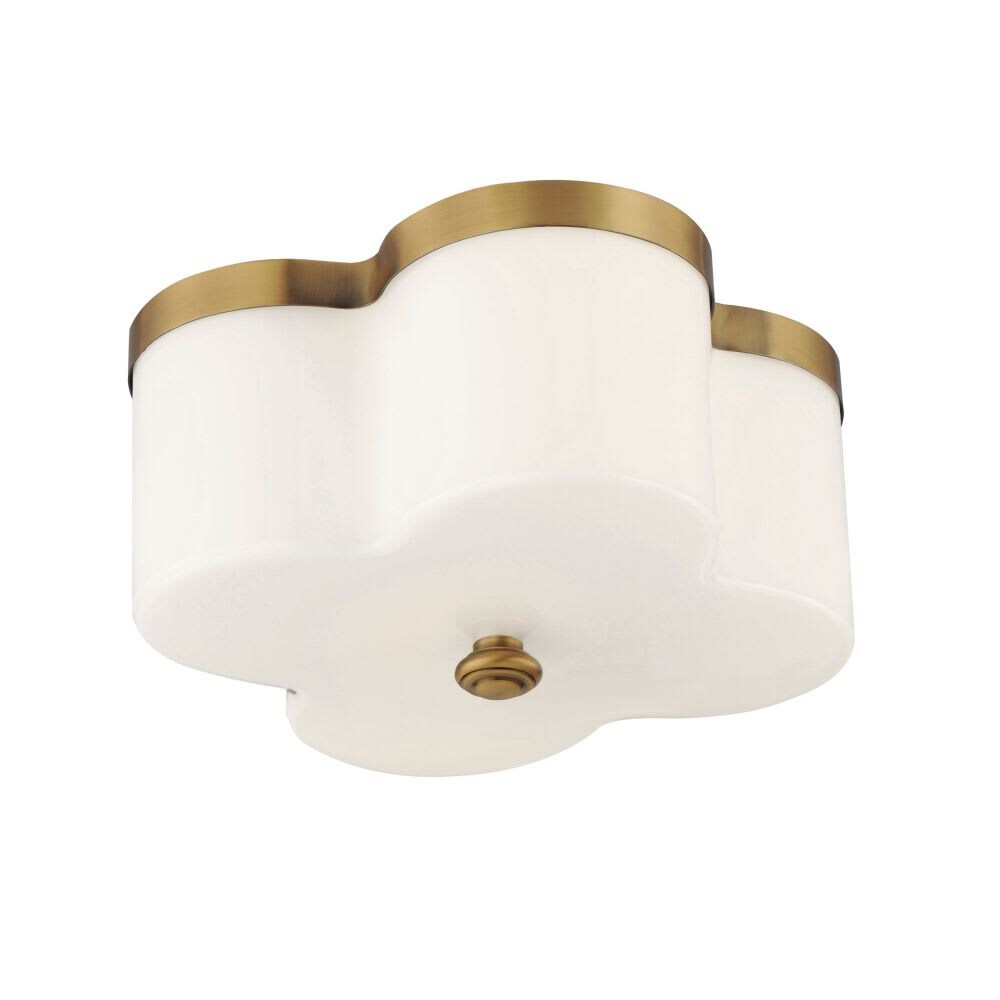 Maxim Lighting Clover 2 - Light Natural Aged Brass Incandescent Glass And Steel Flush Mount Light