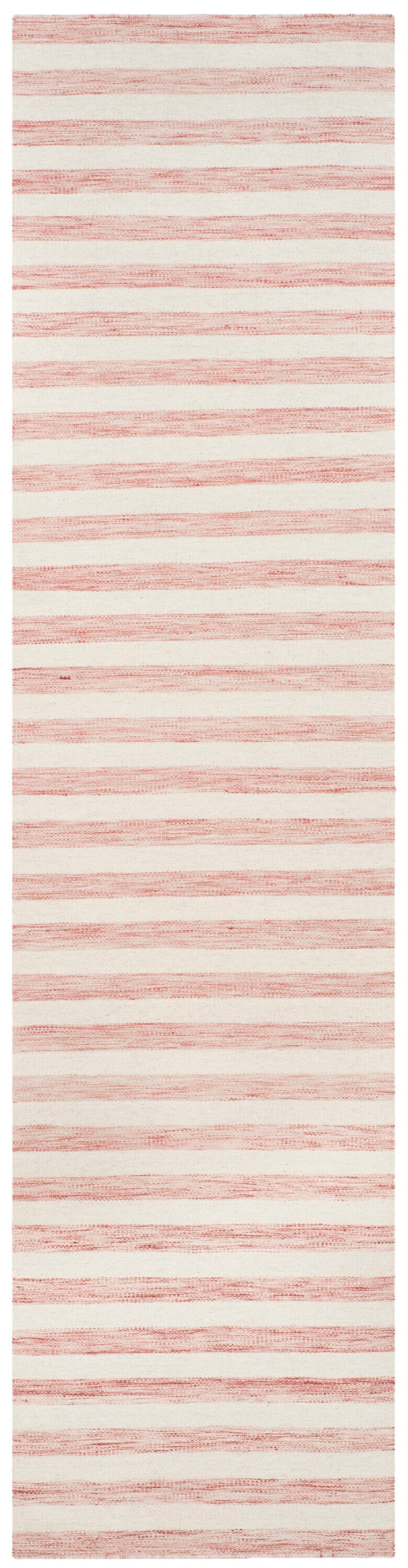 Safavieh DHU575D-210 Dhurries Piaze 2 x 10 (ft) Wool Rust/Ivory Rectangular Indoor Stripe Farmhouse/Cottage Runner rug