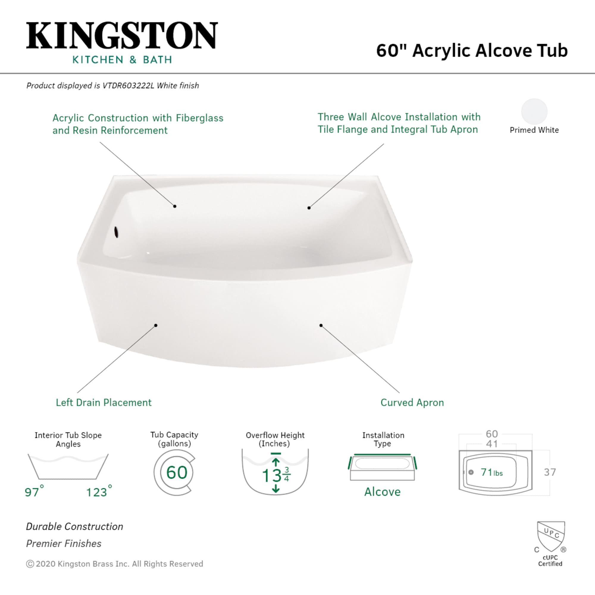Kingston Brass UUVTDR603222L bathtubs - View #2