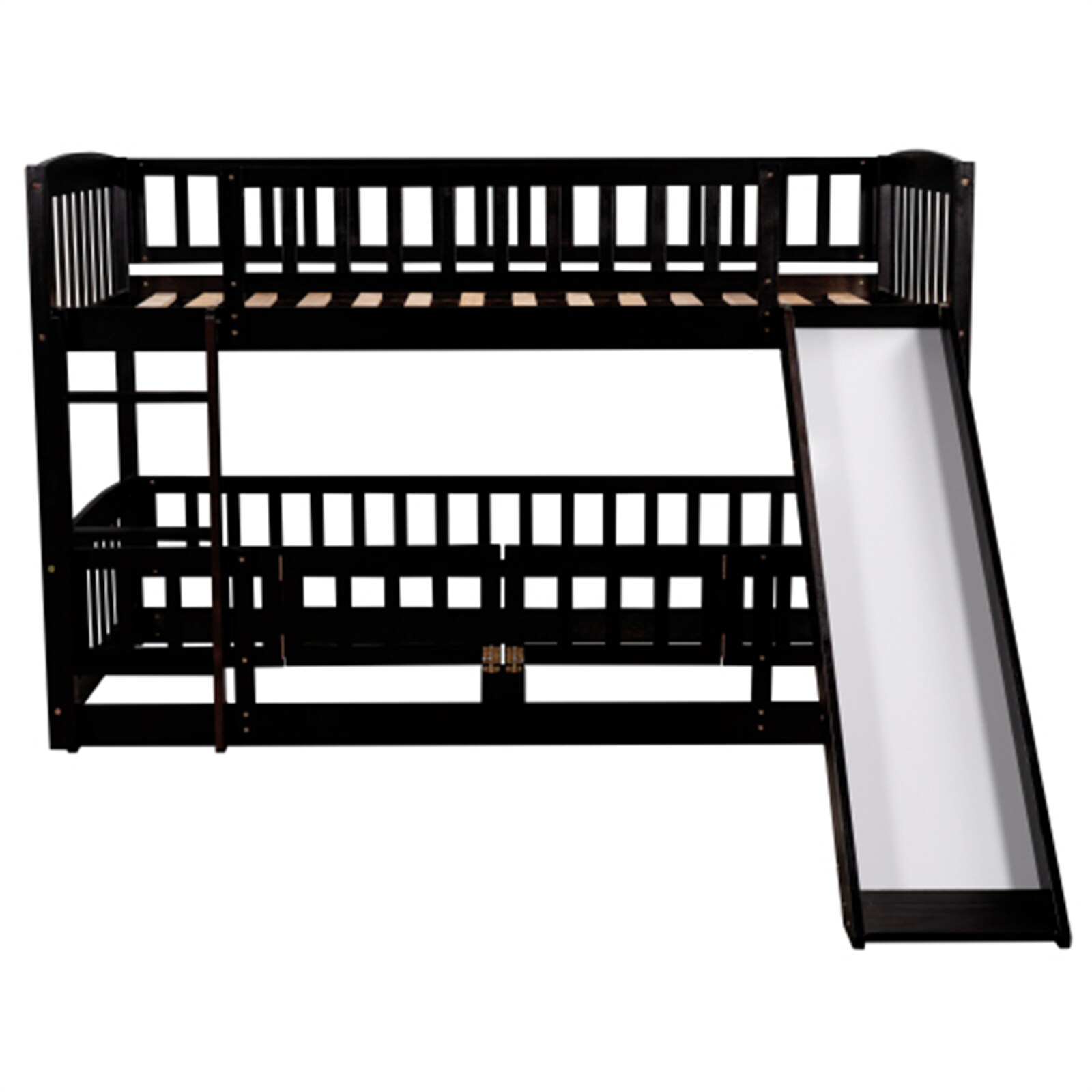 BESTCOSTY Twin Bunk Bed with Slide, Espresso, Contemporary Style ...