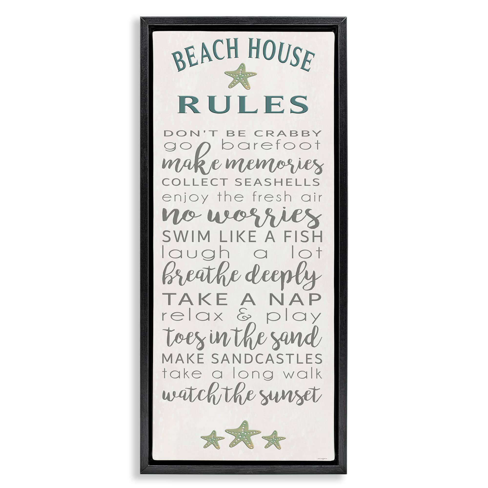 Stupell Industries BT-561-FFB-10X24 Fun Recreations Beach Rules Floating Frame design by Seven Trees Design