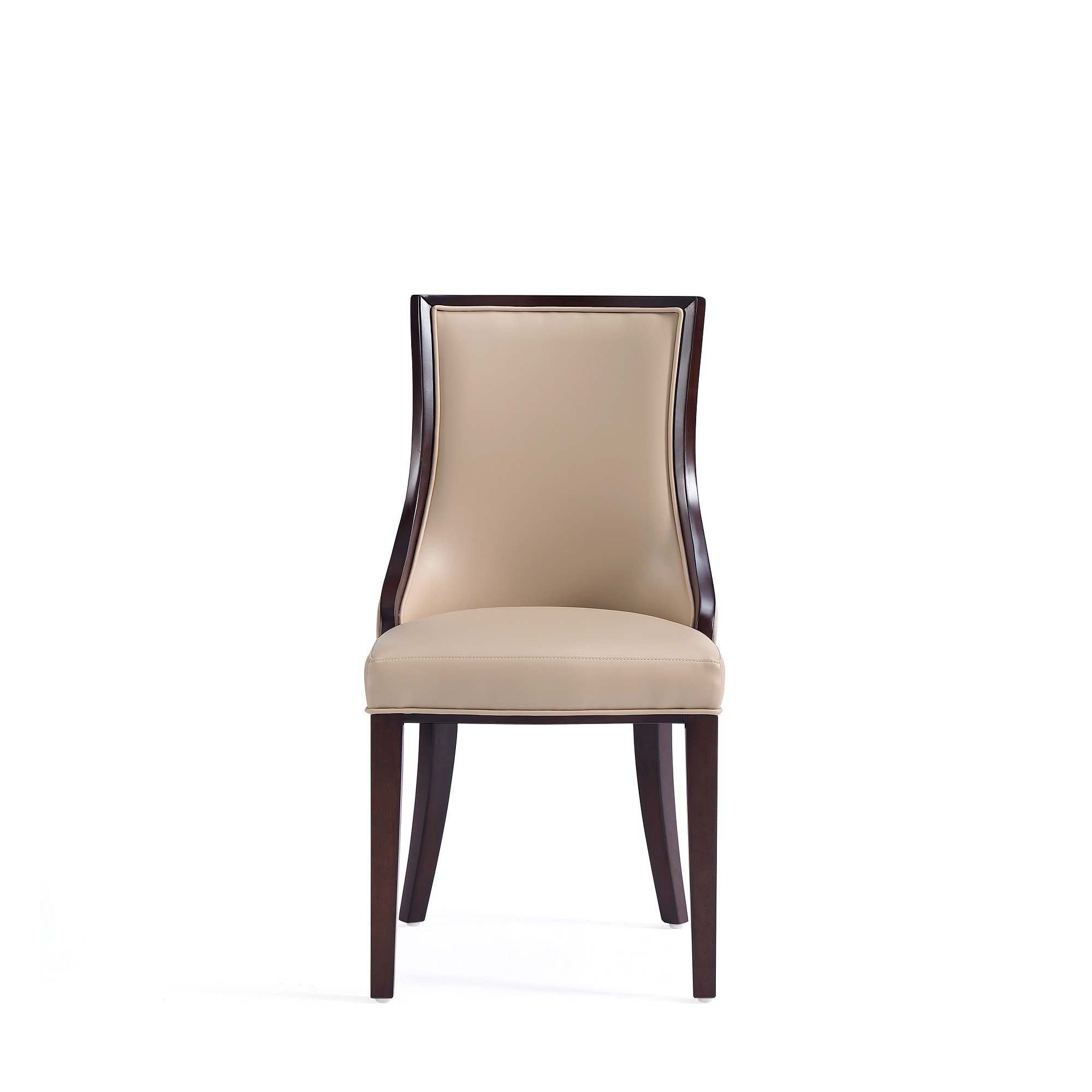 Tan Faux Leather Upholstered Parsons Side Chair with Beech Wood Legs