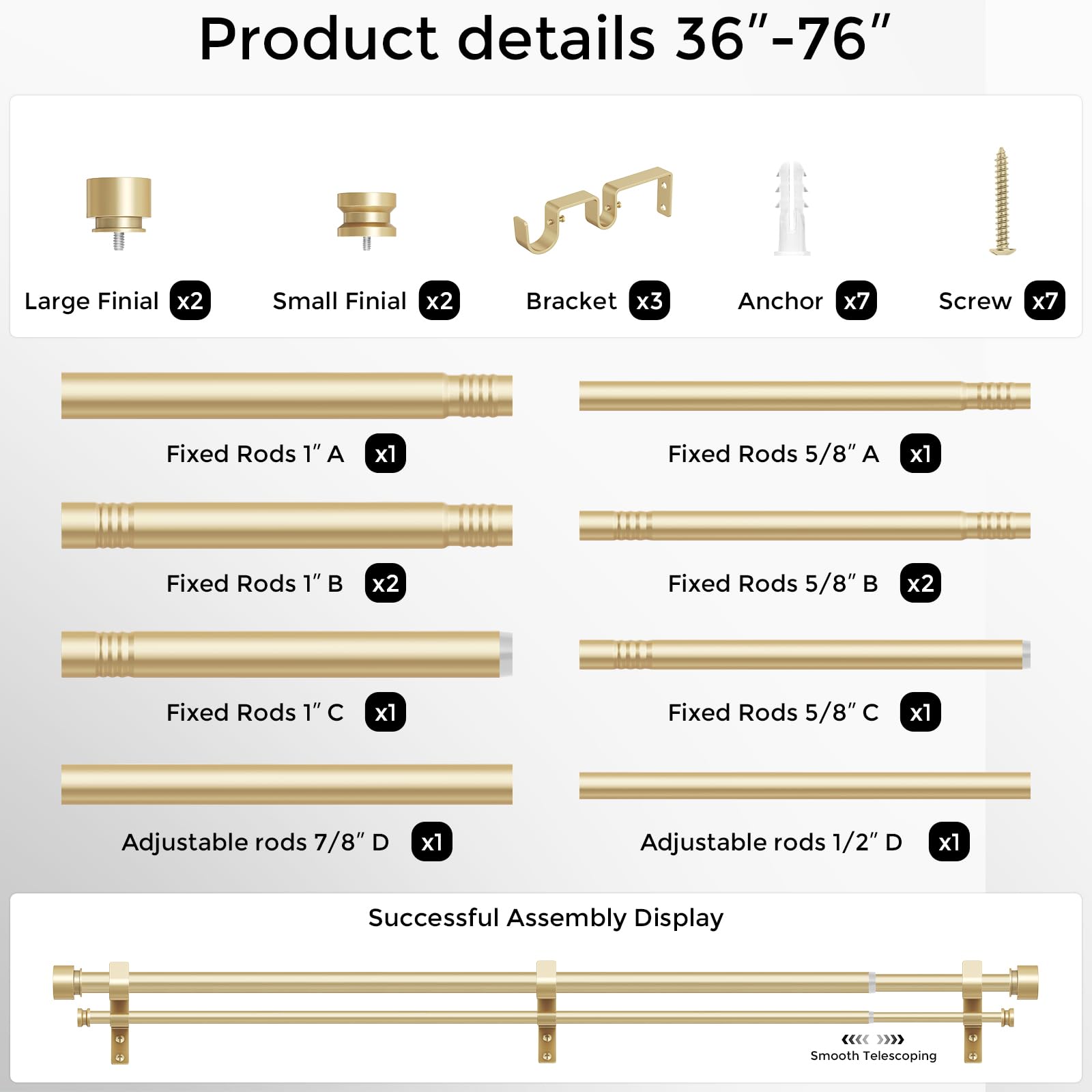 LAIFUCAM LLA0817J318 Curtain-Rods - View #6