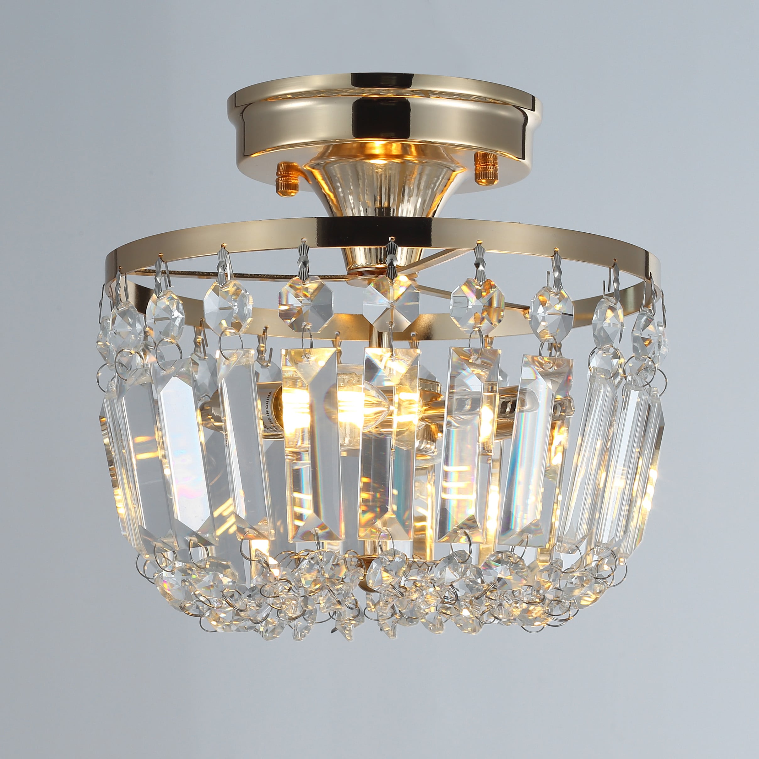Aiwen 4- Light Round Semi Flush Mount with Crystal in the Flush Mount ...