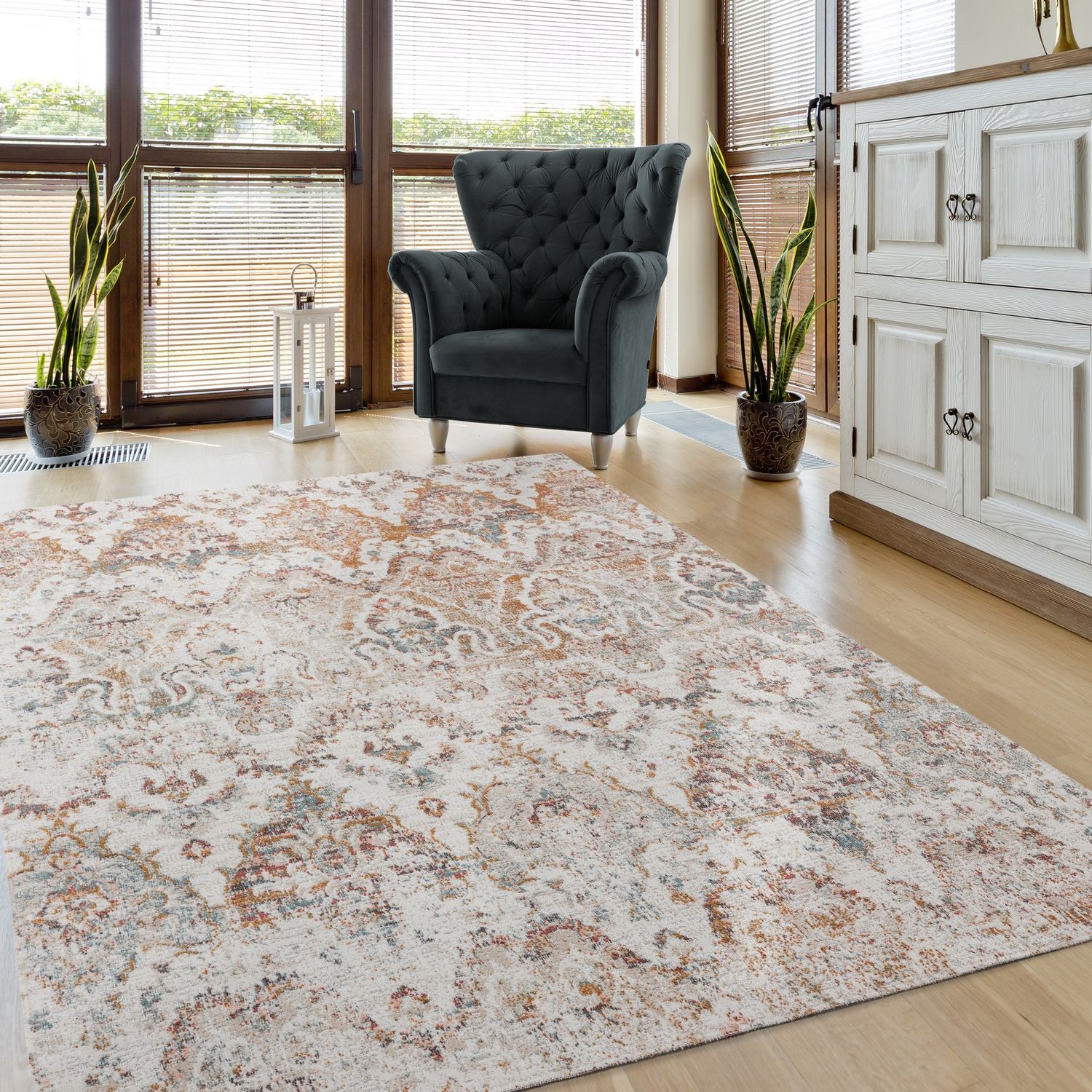 LR Home 0712A6084934J8 Heirloom 8 x 10 (ft) Loomed Polypropylene Beige/Cream Rectangular Indoor/Outdoor Damask Vintage Area rug