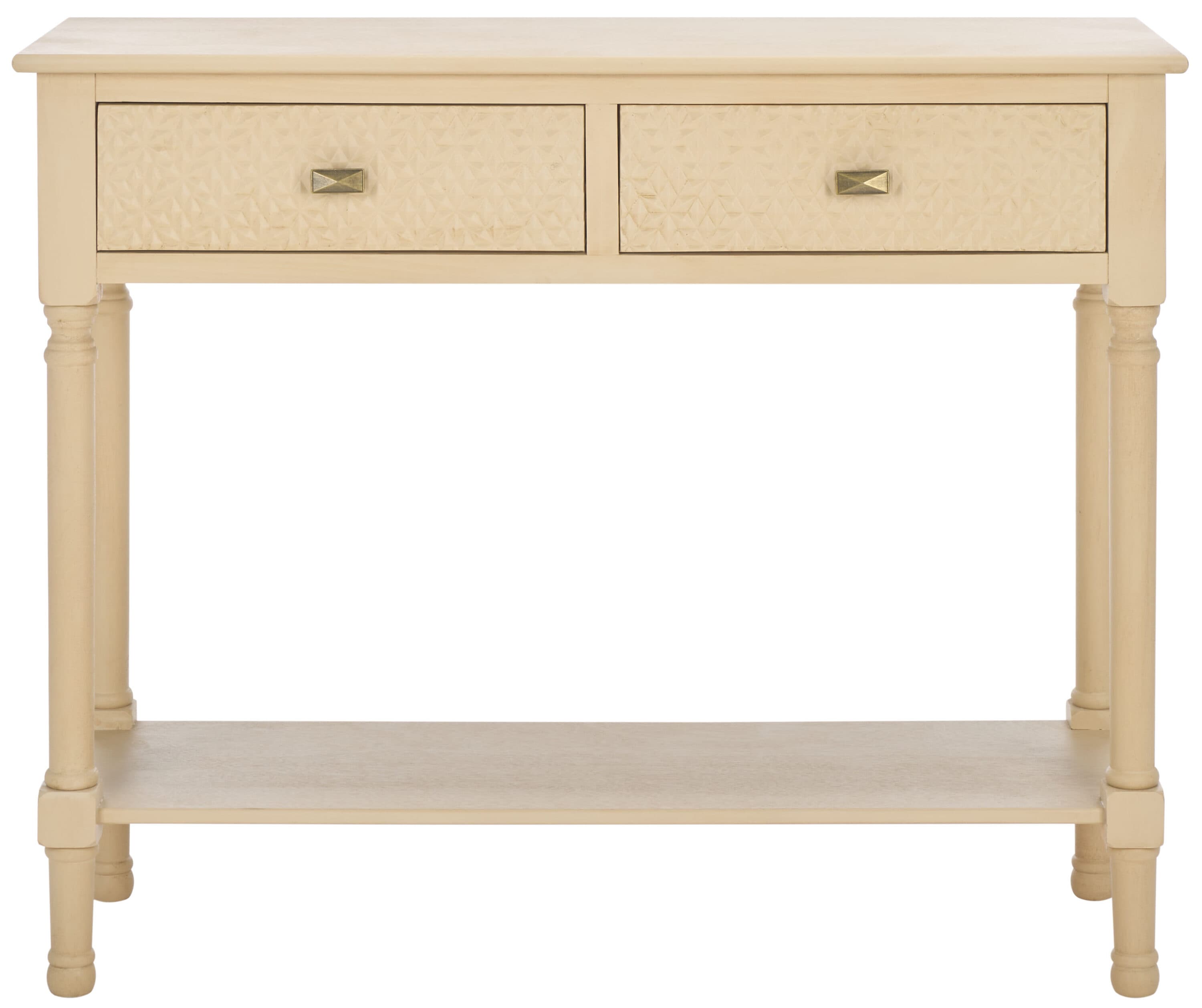 Natural Wood and Metal 2-Drawer Console Table