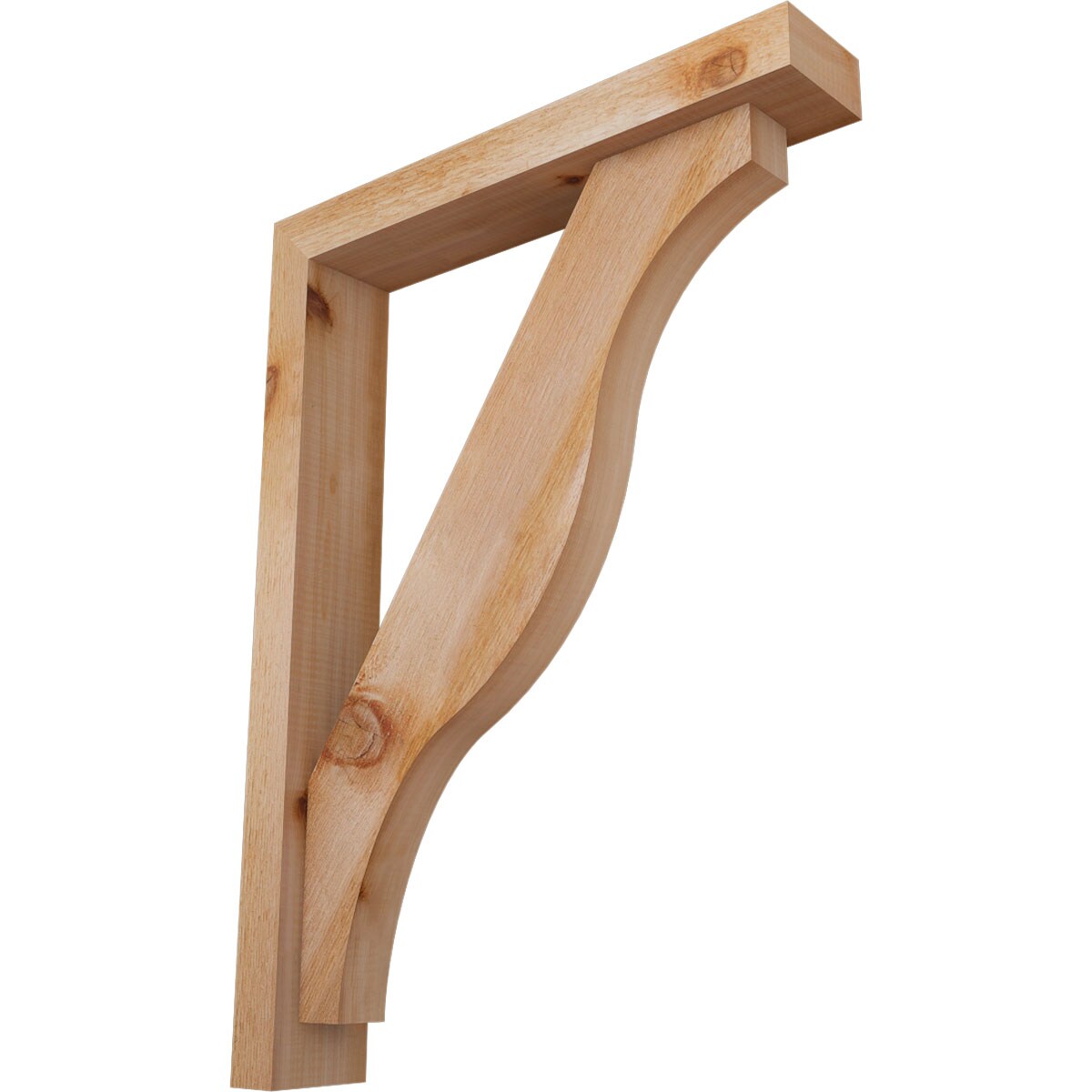 Ekena Millwork 1462222 Funston Block Rough Sawn Bracket with Offset Brace Western Red Cedar Wood Standard Bracket