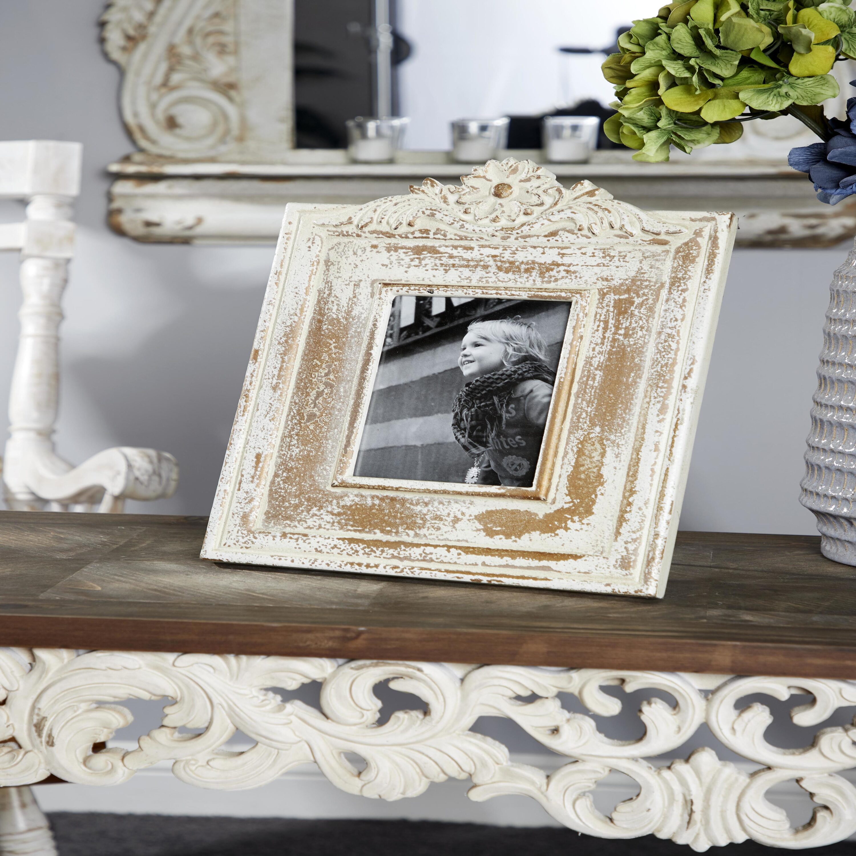 Grayson Lane 20477 White Handmade Intricately Carved Wood ( Picture frame