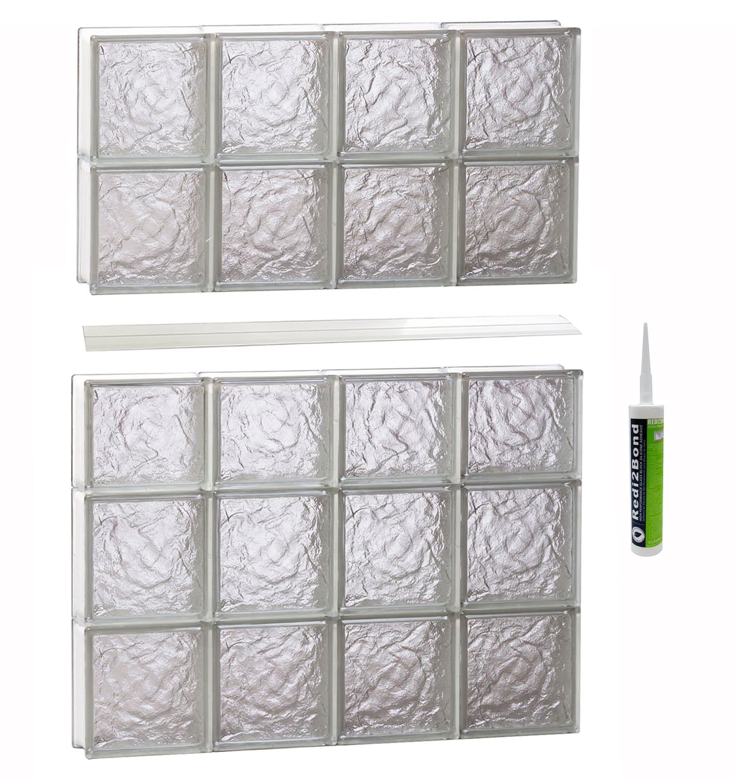 REDI2SET S3238IS Ice Glass 31-in x 36-3/4-in Frameless Replacement Glass Block Window