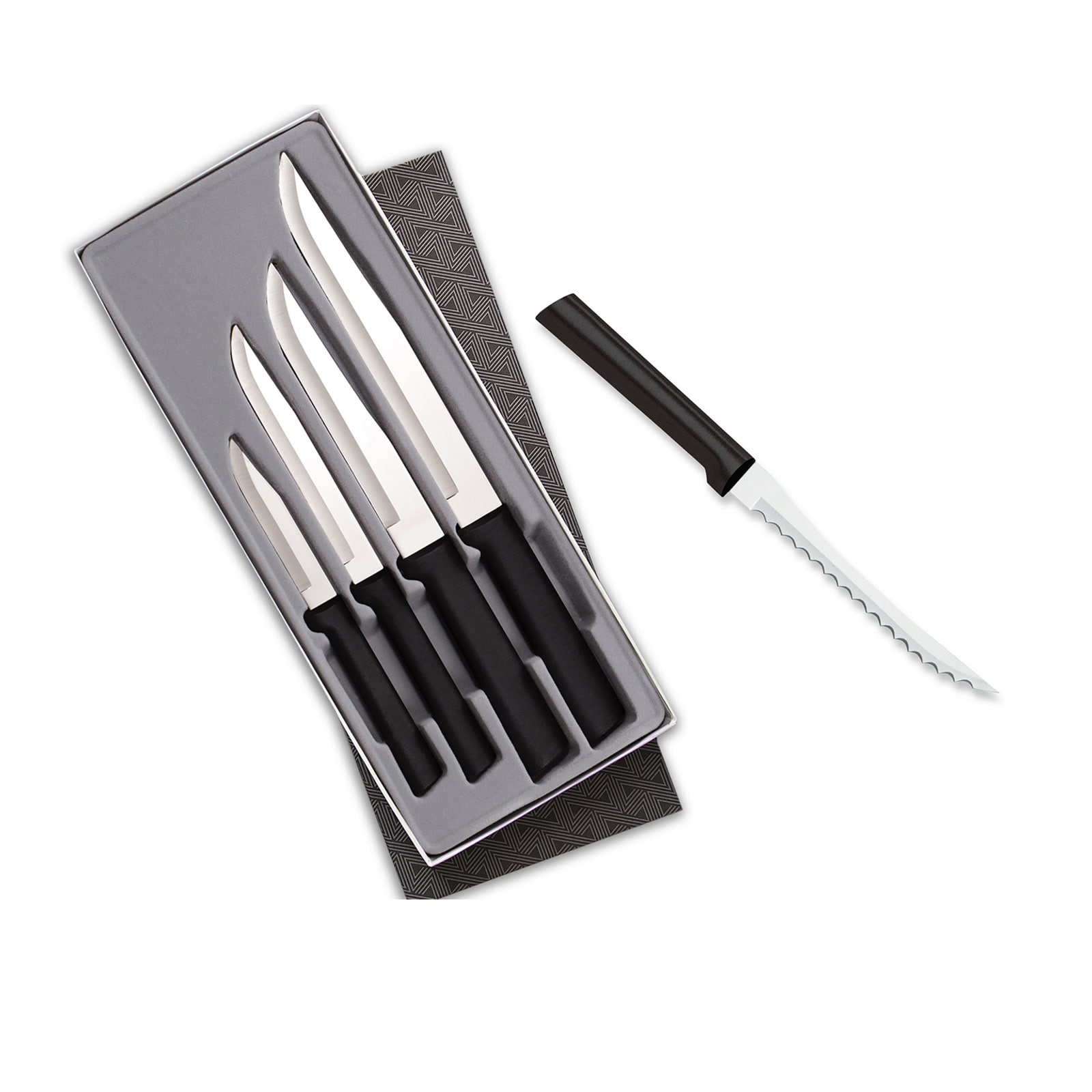 Rada  4 Piece Wedding Register Set  5Inch Tomato Slicer Stainless Steel Serrated Blade Black Handles