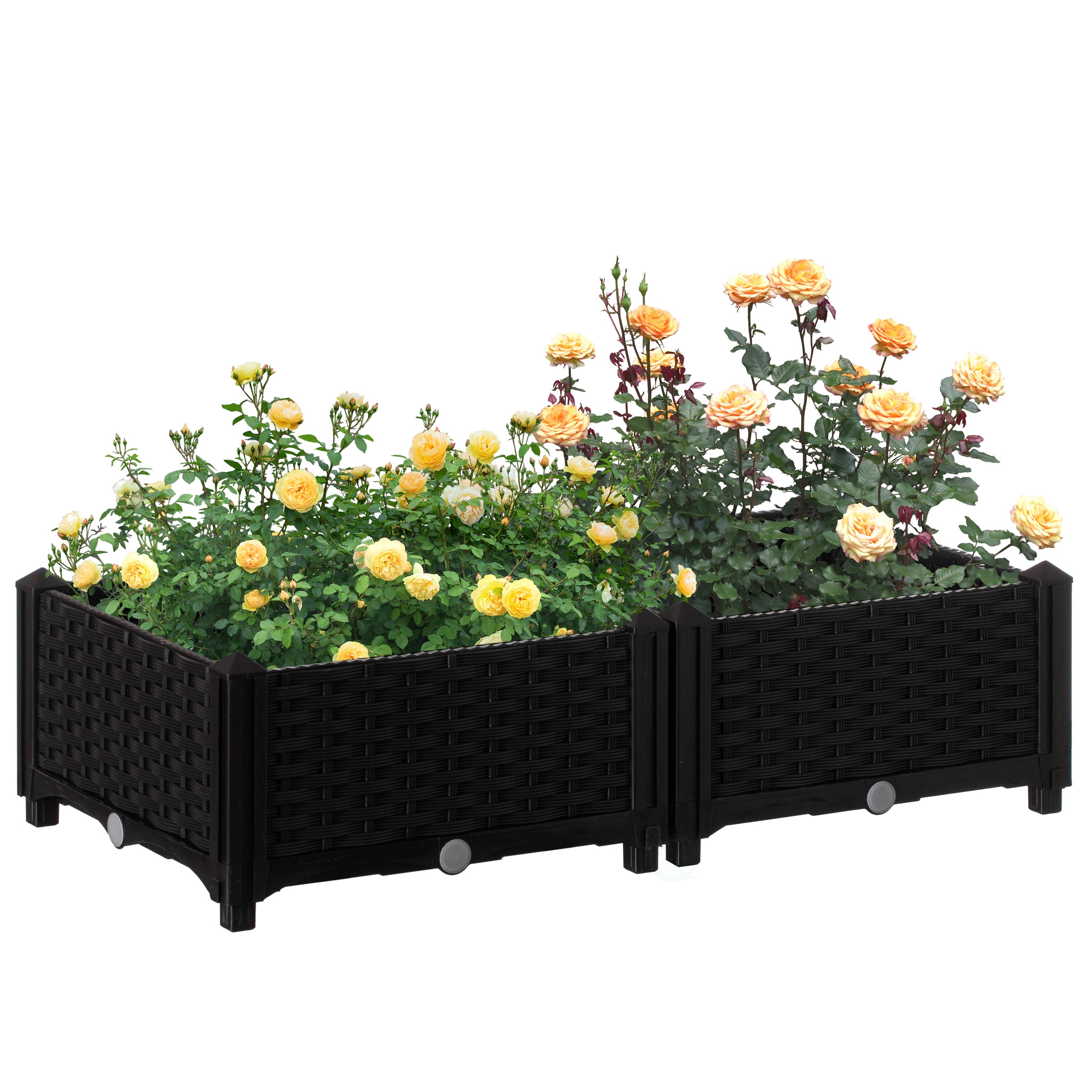 Gardenised 15.75-in W X 15.75-in L X 9.25-in H Black Plastic Raised ...