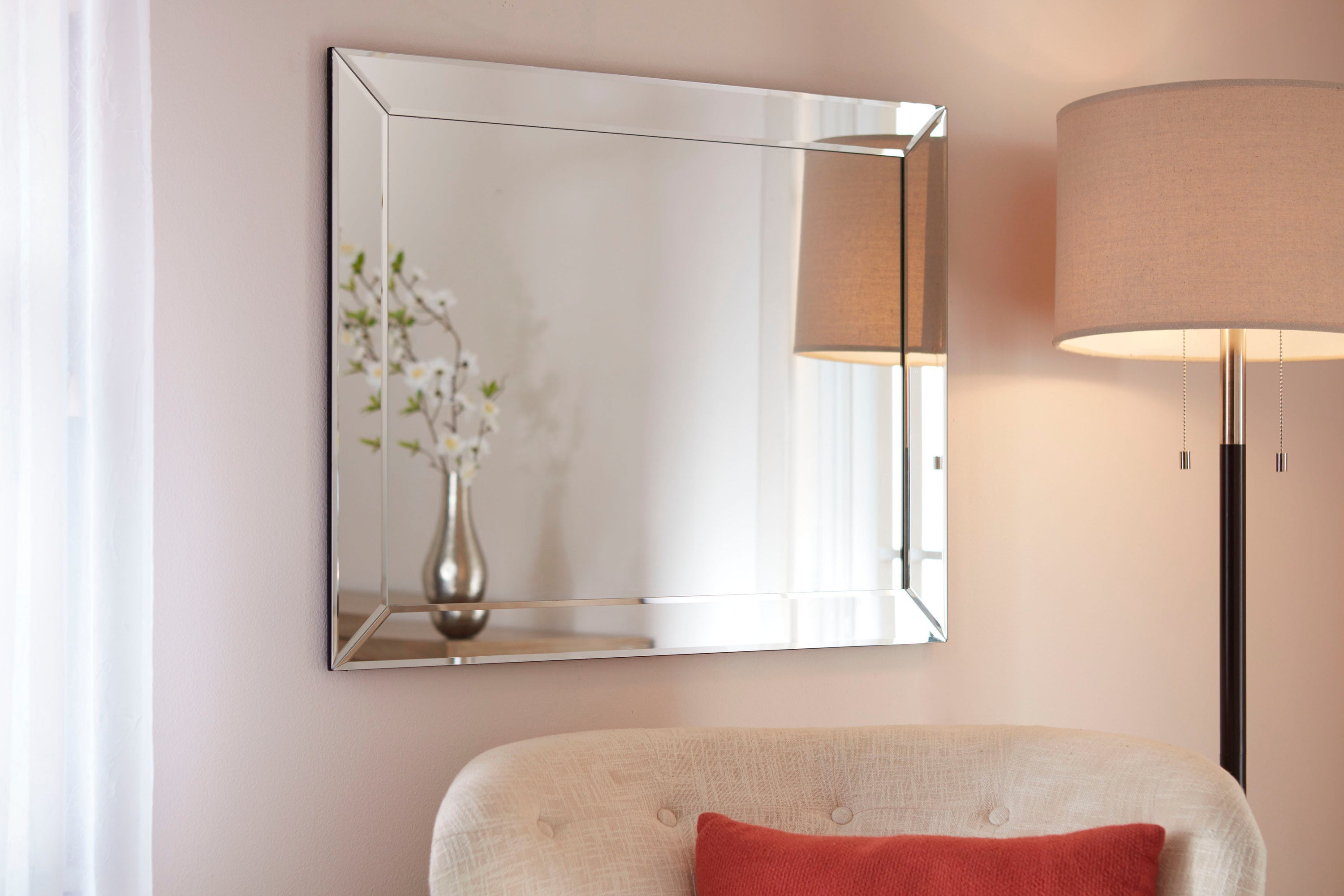 allen + roth 30-in W x 36-in H Silver Leaf Beveled Wall Mirror at