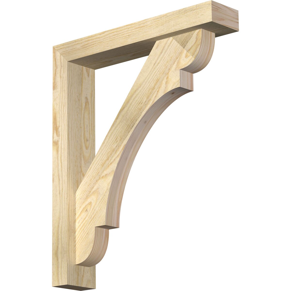Ekena Millwork 1463617 Olympic Block Rough Sawn Bracket with Offset Brace 4-in x 20-in x 24-in Douglas fir Brown Wood Standard bracket