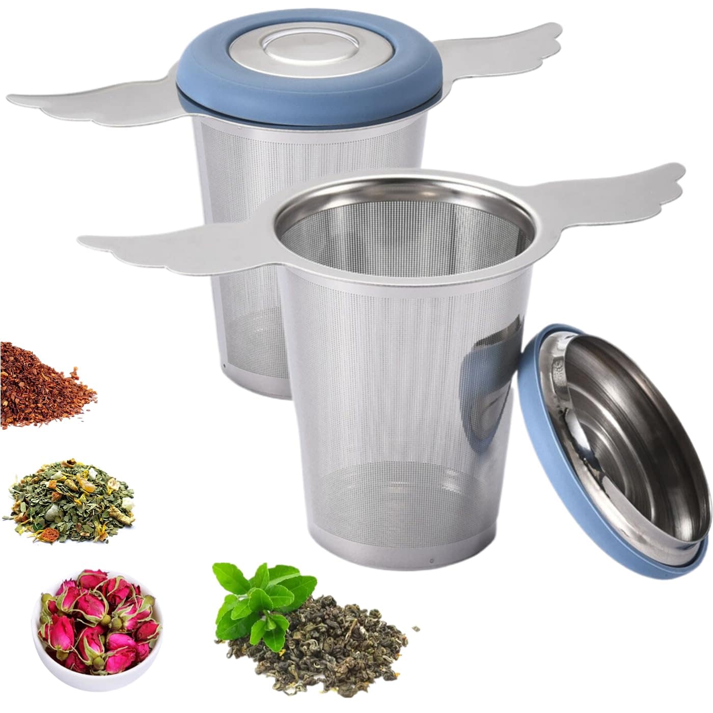 LILILIAN FMY  Stainless Steel Tea Infuser Basket with Lid and Drip Tray Ultra Fine Mesh Tea Strainer Fits Cups Mugs Teapots Kettles