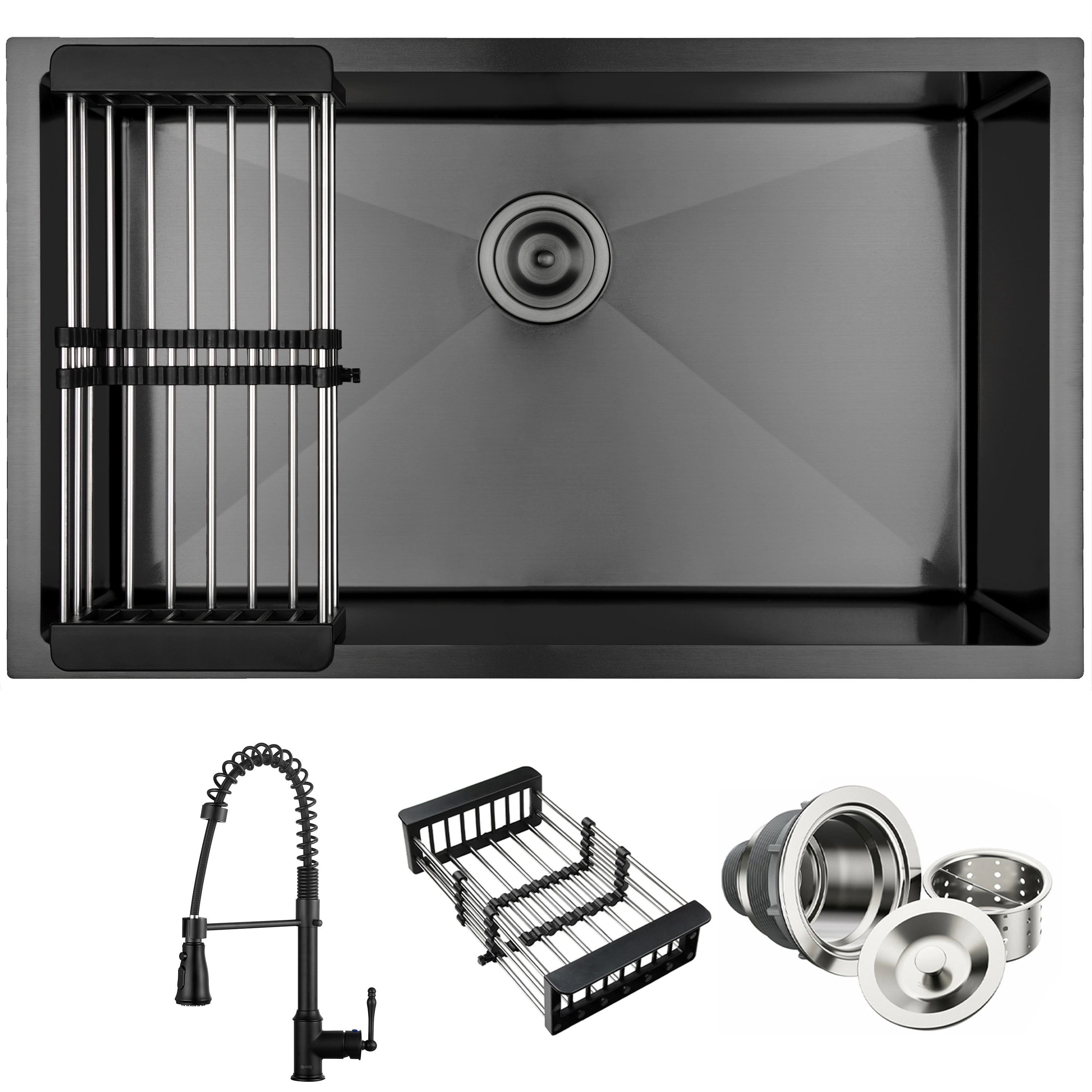 AKDY Undermount 32-in x 19-in Stainless steel Single bowl Kitchen Sink All-in-One Kit