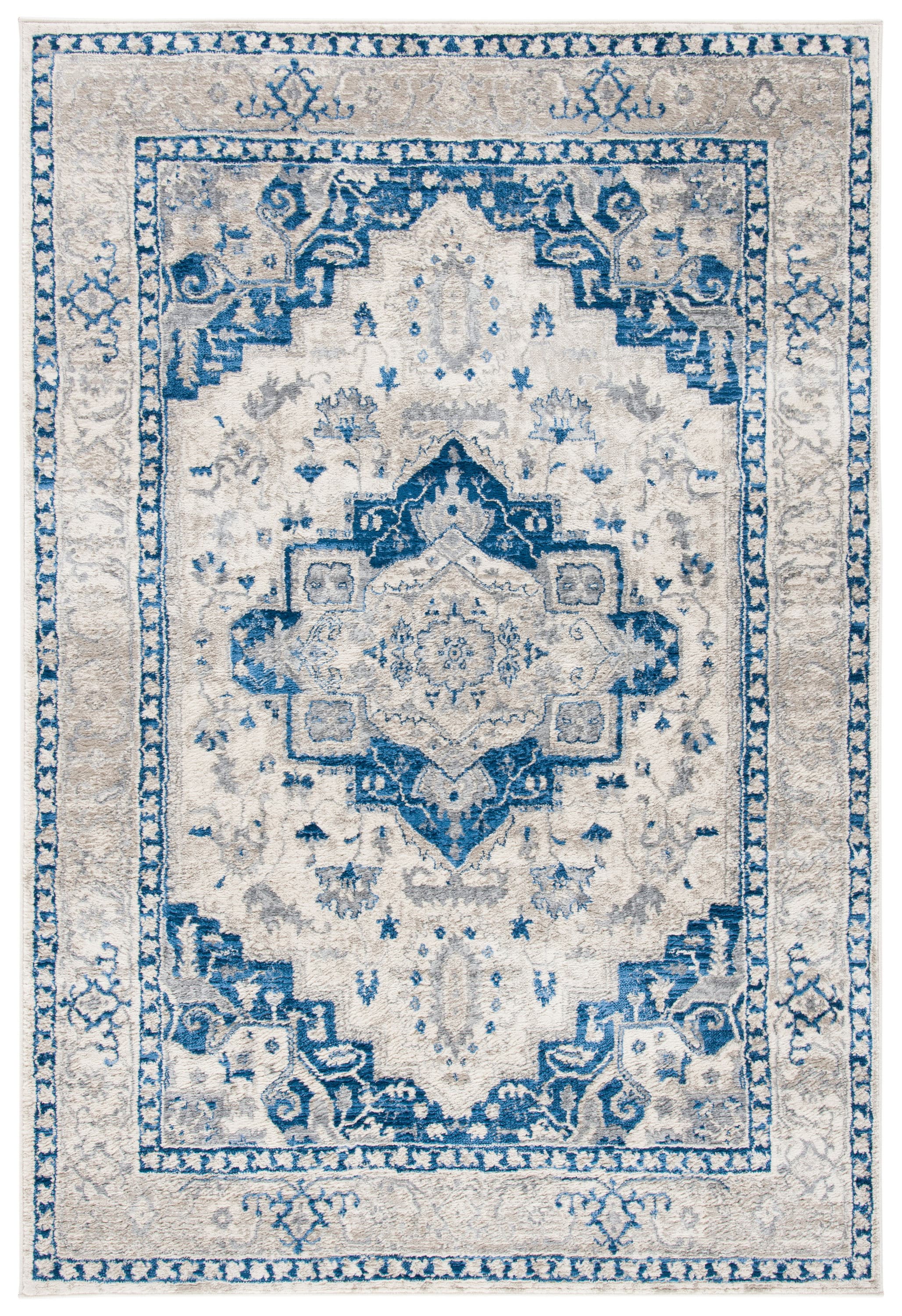 Safavieh BNT851A-6 Brentwood Valeria 6 x 9 (ft) Loomed Polypropylene Ivory/Blue Rectangular Indoor Floral/Botanical Farmhouse/Cottage Area rug