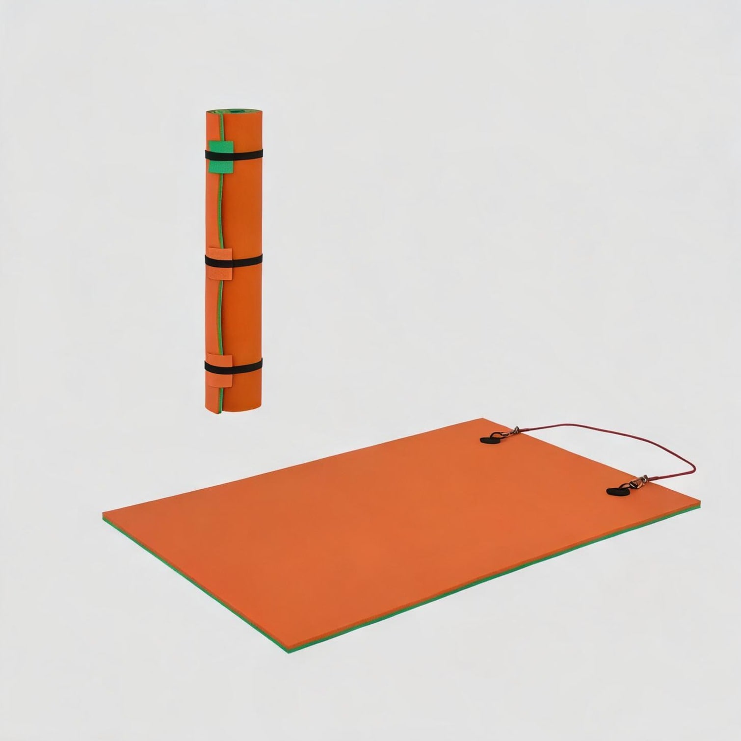 sunjurt Roll-Up Floating Water Mat for Two 9 ft x 6 ft XPE Foam in Orange Finish