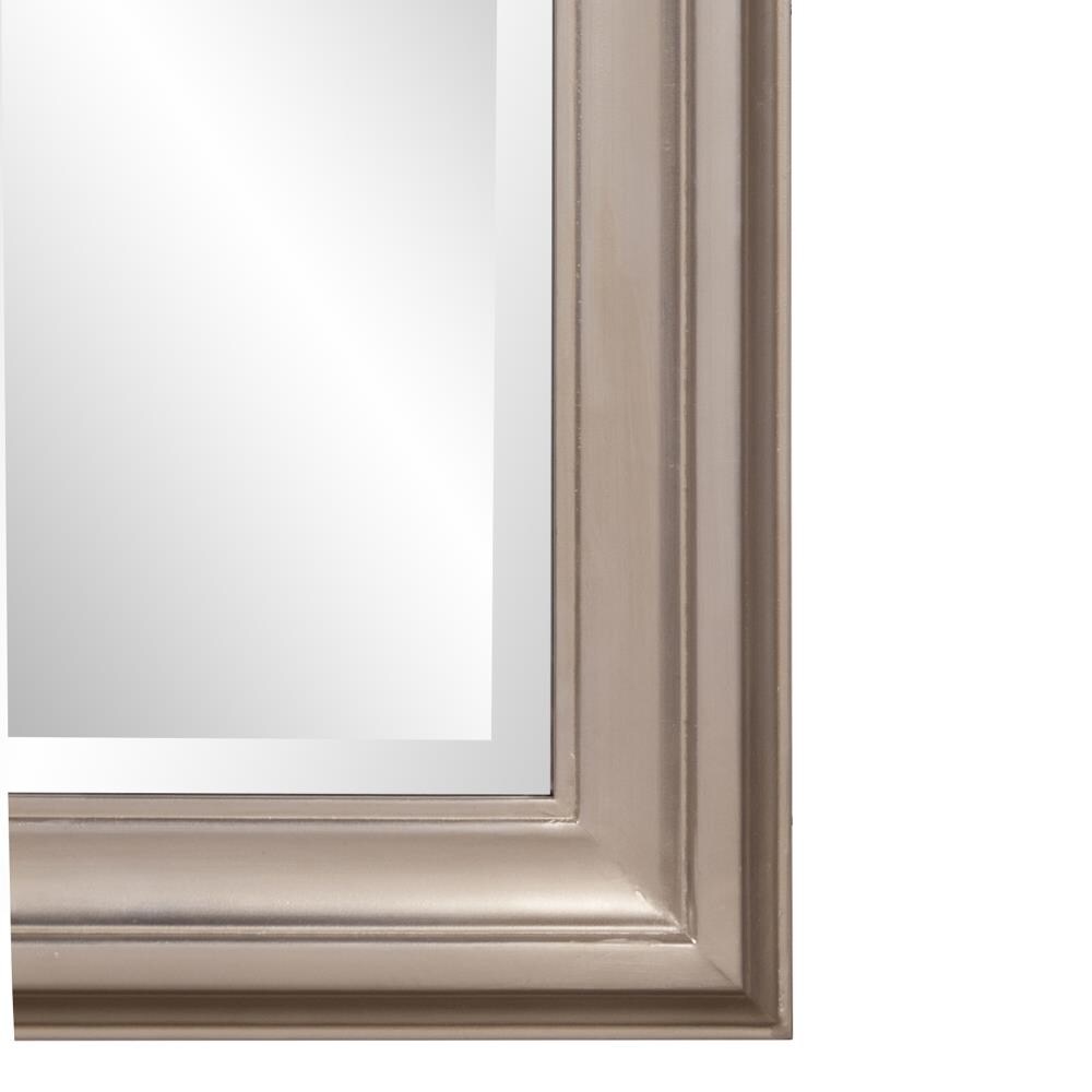 Transitional Brushed Nickel and Wood Full-Length Mirror