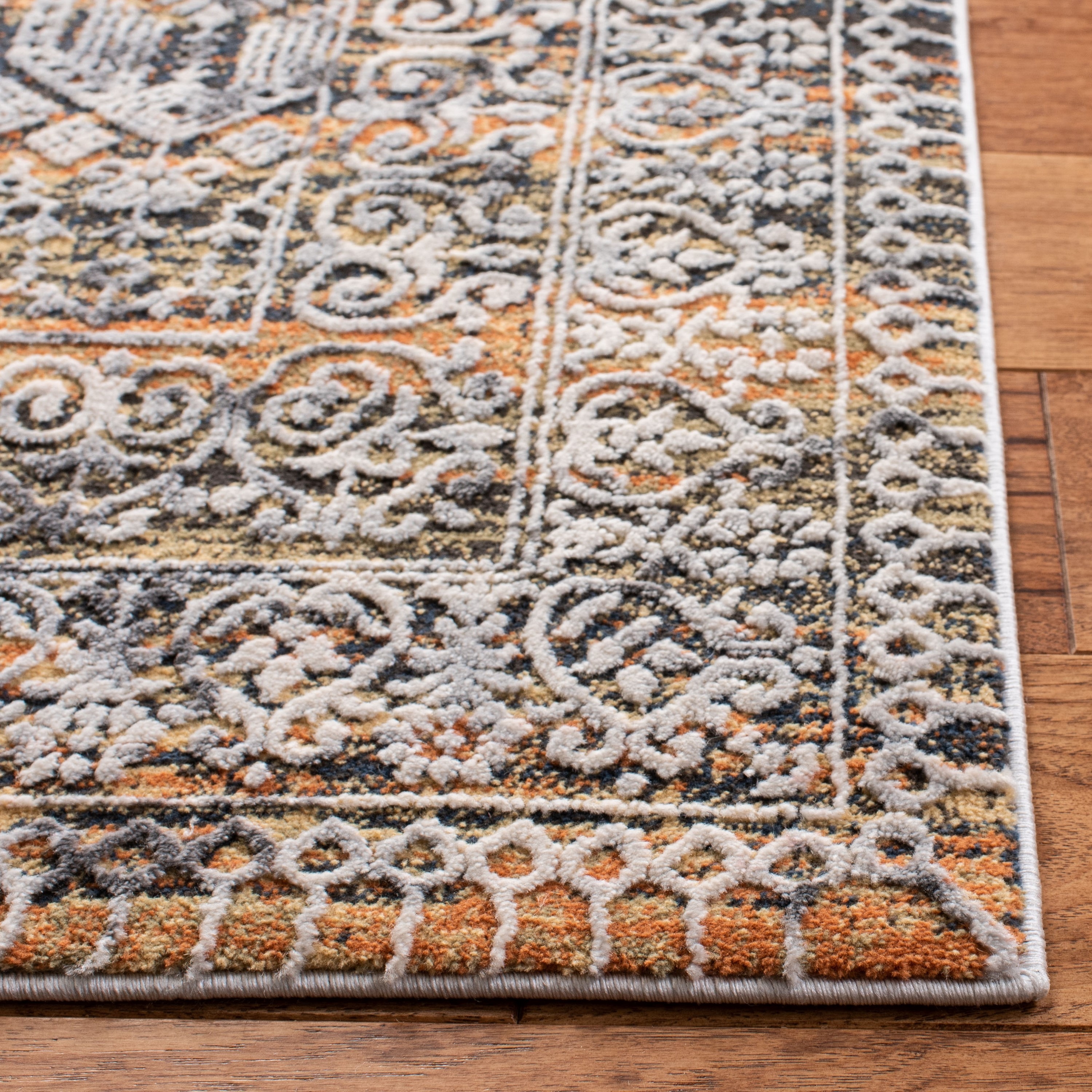 Reversible Easy-Care Grey/Brown Synthetic Rug, 4' x 6'