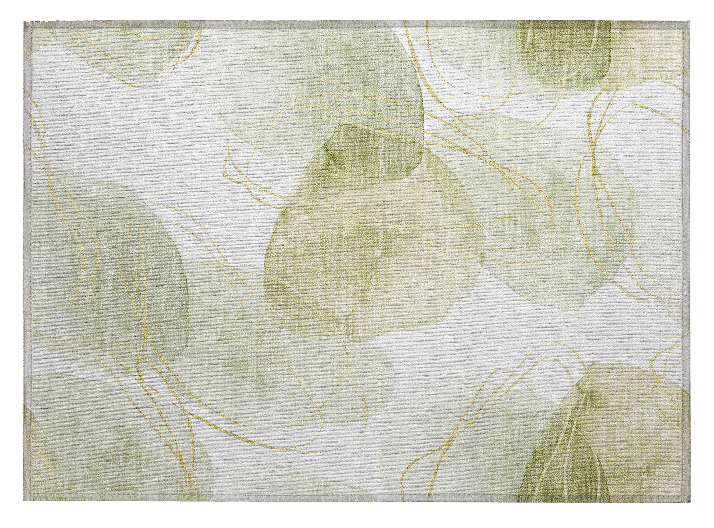 Green and Beige Flat Woven Synthetic Rectangular Rug