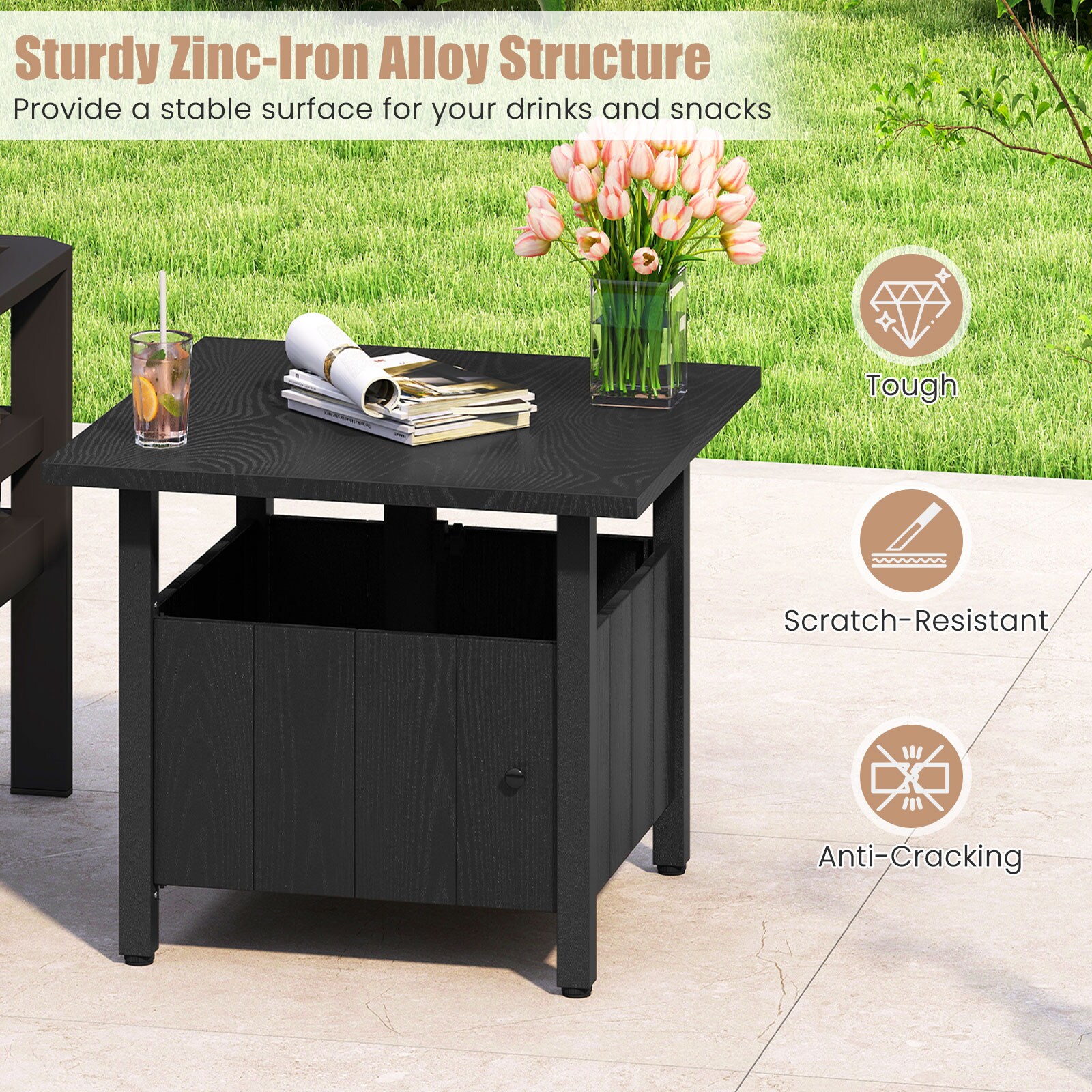 MELLCOM 22-in Square Outdoor Umbrella Stand Table with 1.89-in Umbrella ...