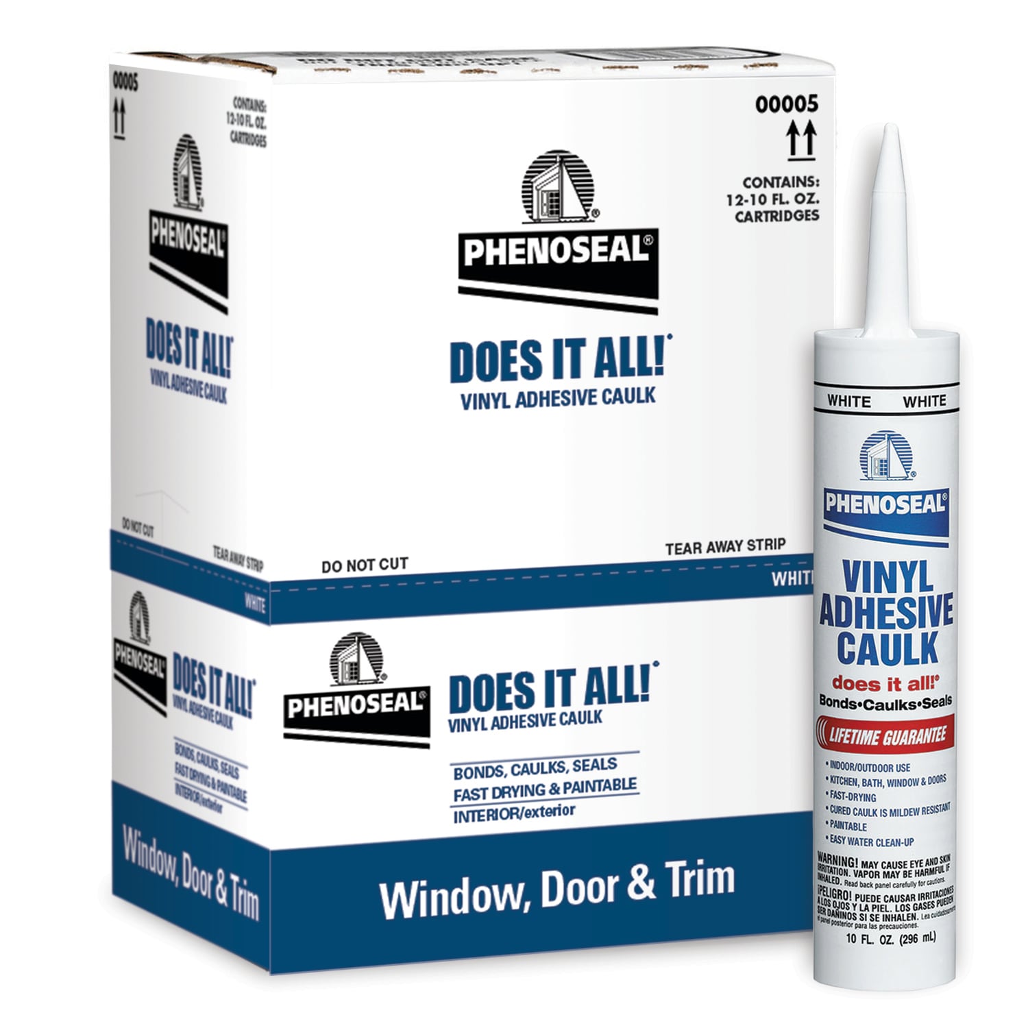 PHENOSEAL 5113600005SOS Phenoseal 12 -Pack 10-oz Paint trim White Paintable Latex Caulk