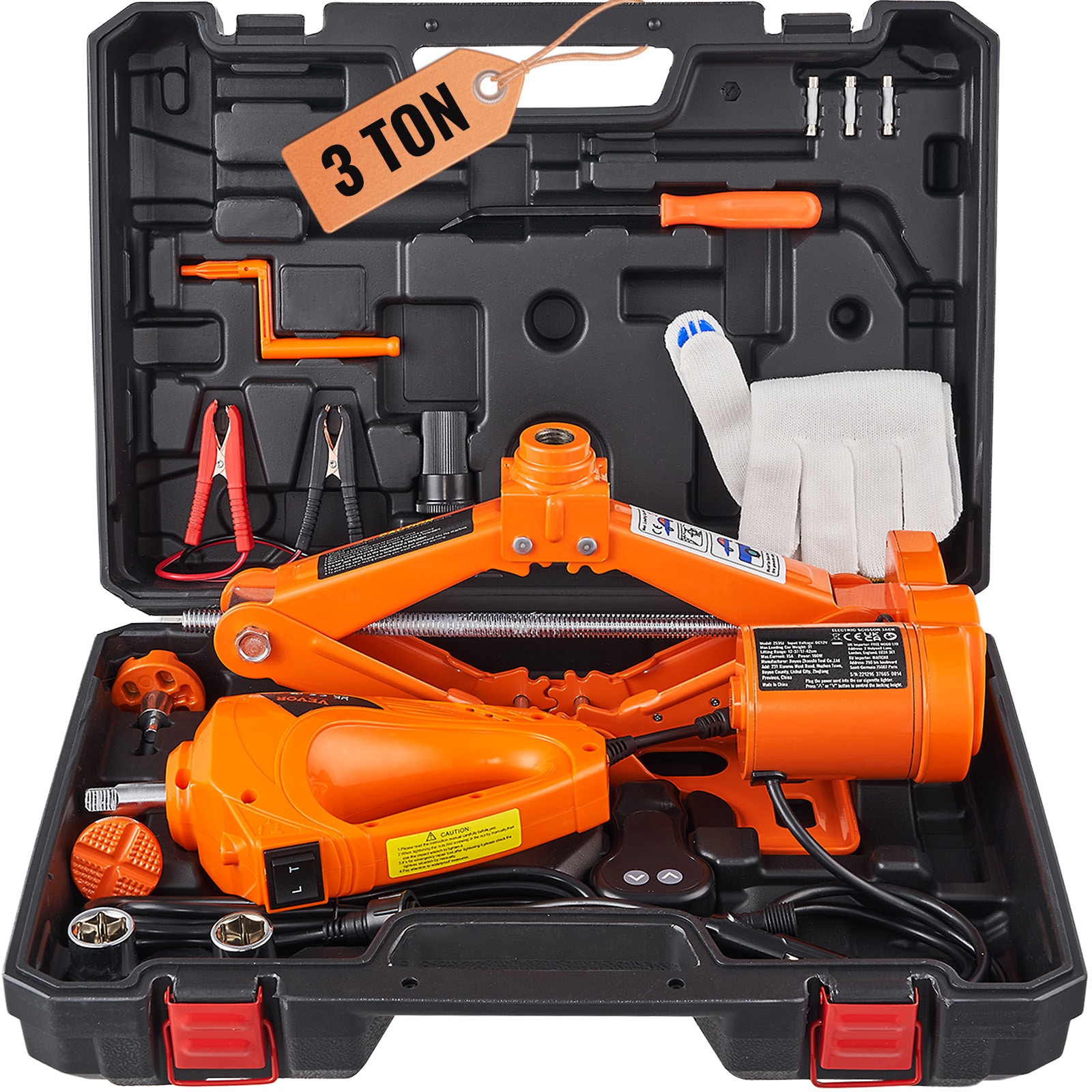 SVOPES SVOPESDDJSQJD00864V9 Orange 3-Ton Aluminum/Steel Electric Scissor jack