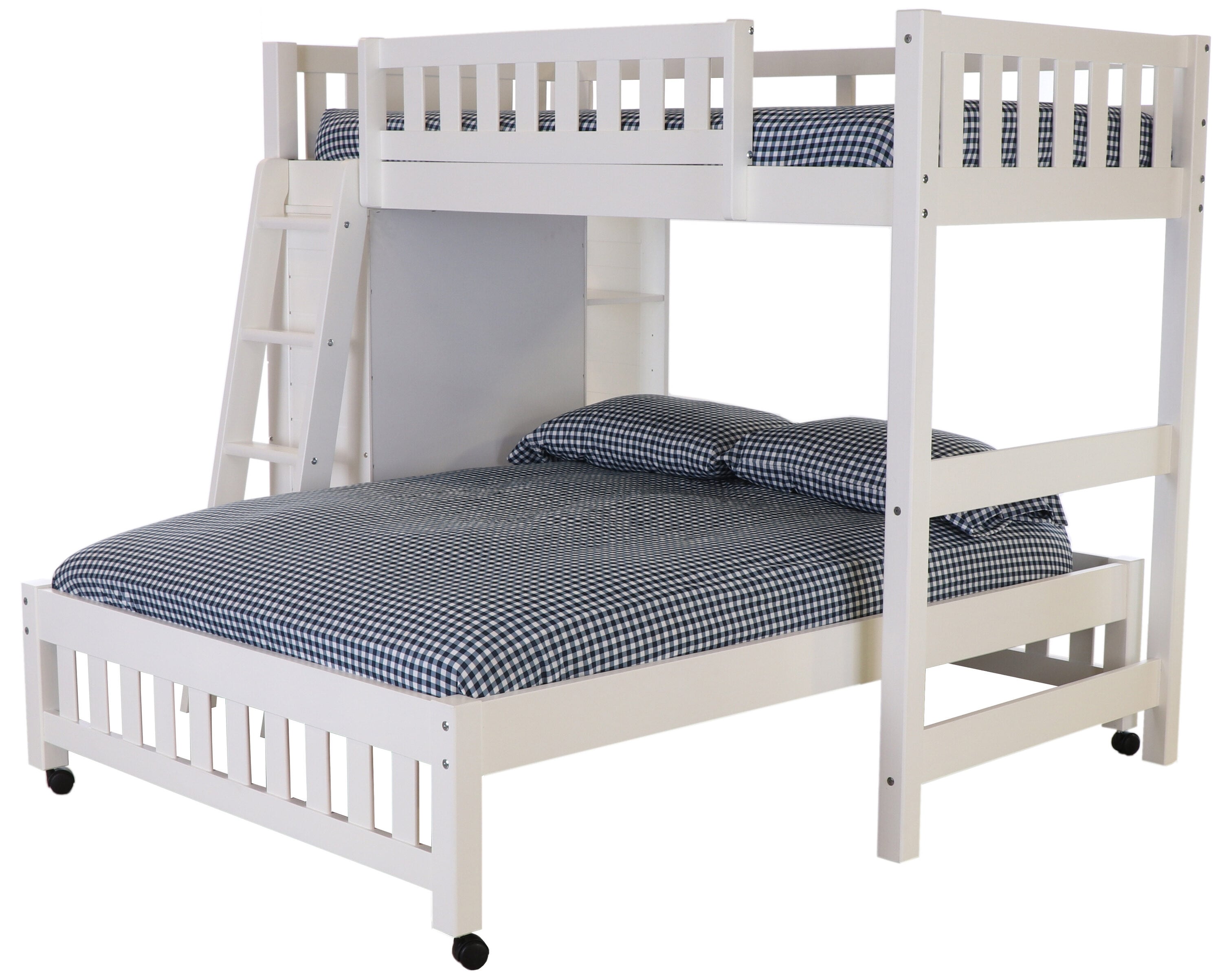 OSHOME 205 Casual White Twin Over Full Bunk Bed