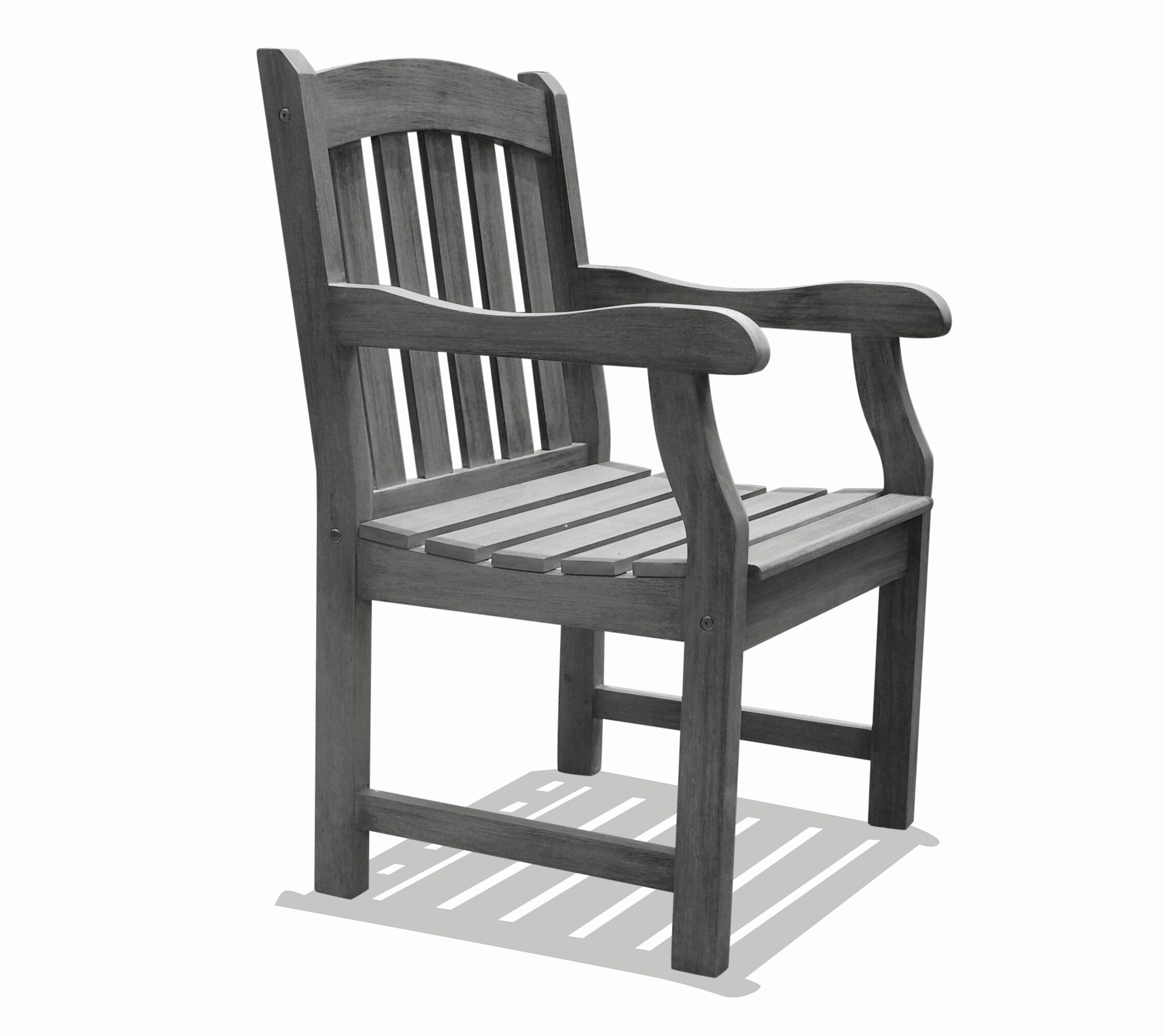 Forclover CVI-46831 Patio Chairs Stackable Gray Wood Frame Stationary Balcony Chair with Solid Seat