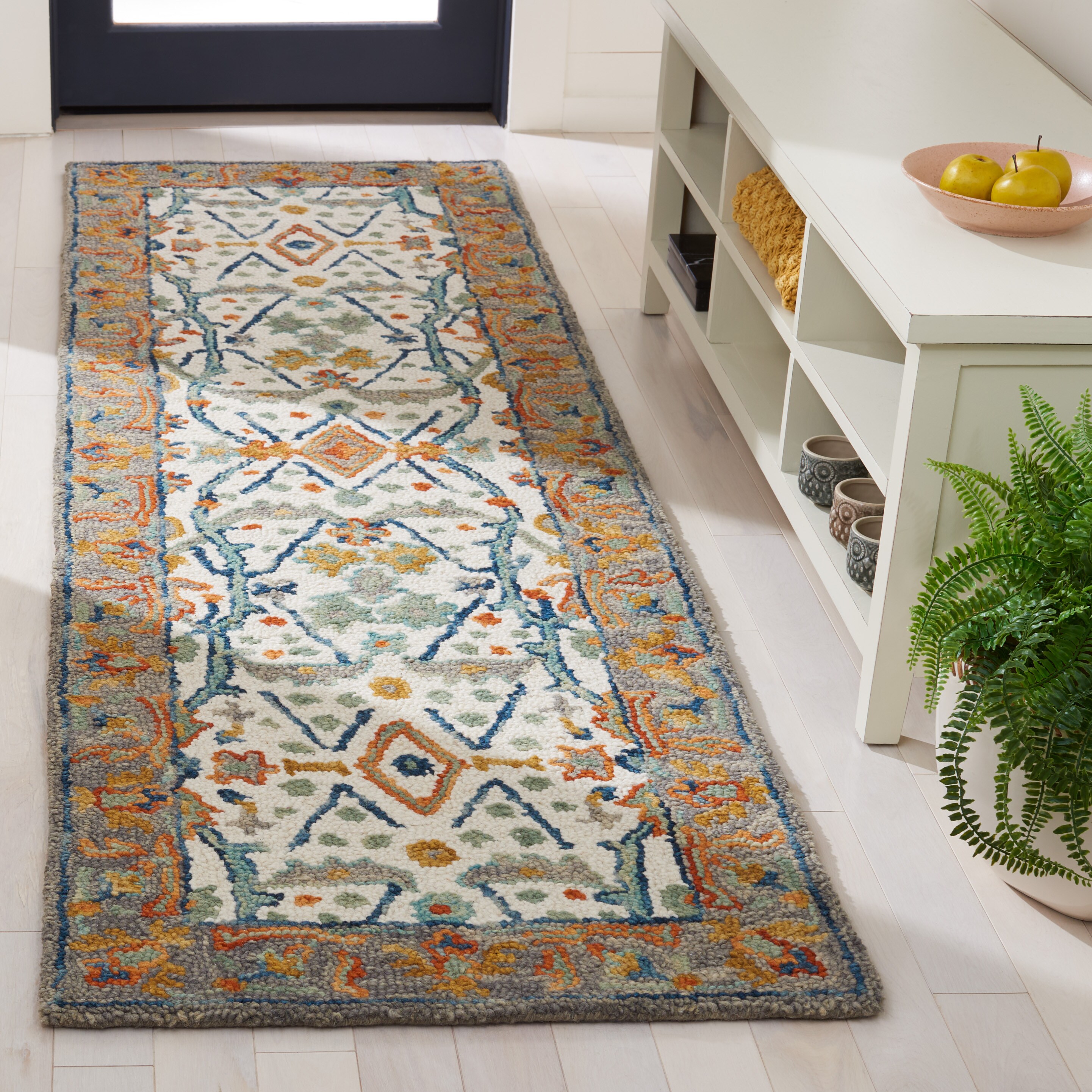 Aspen 308 Ivory/Blue Traditional 2ft-3in x 8ft Runner Rug