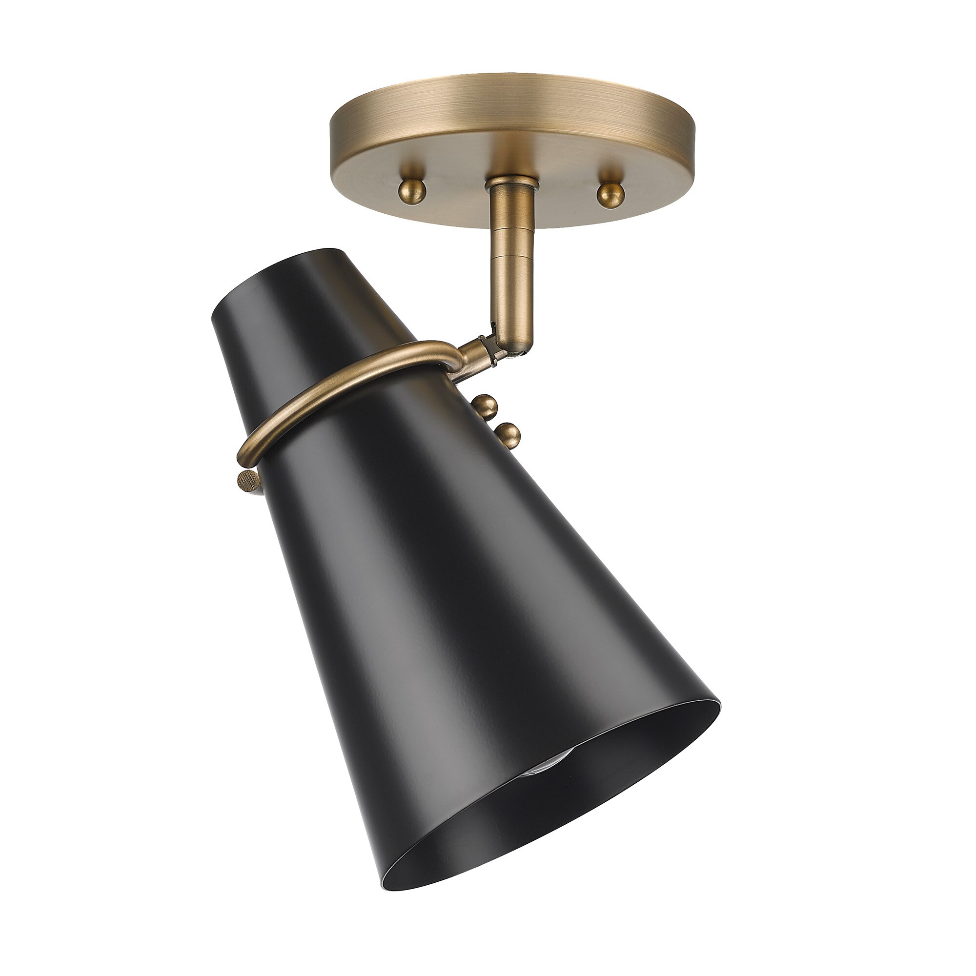 Golden Lighting 2122-SF MBS-BLK Reeva 1-Light Modern Brass Semi-Flush mount light