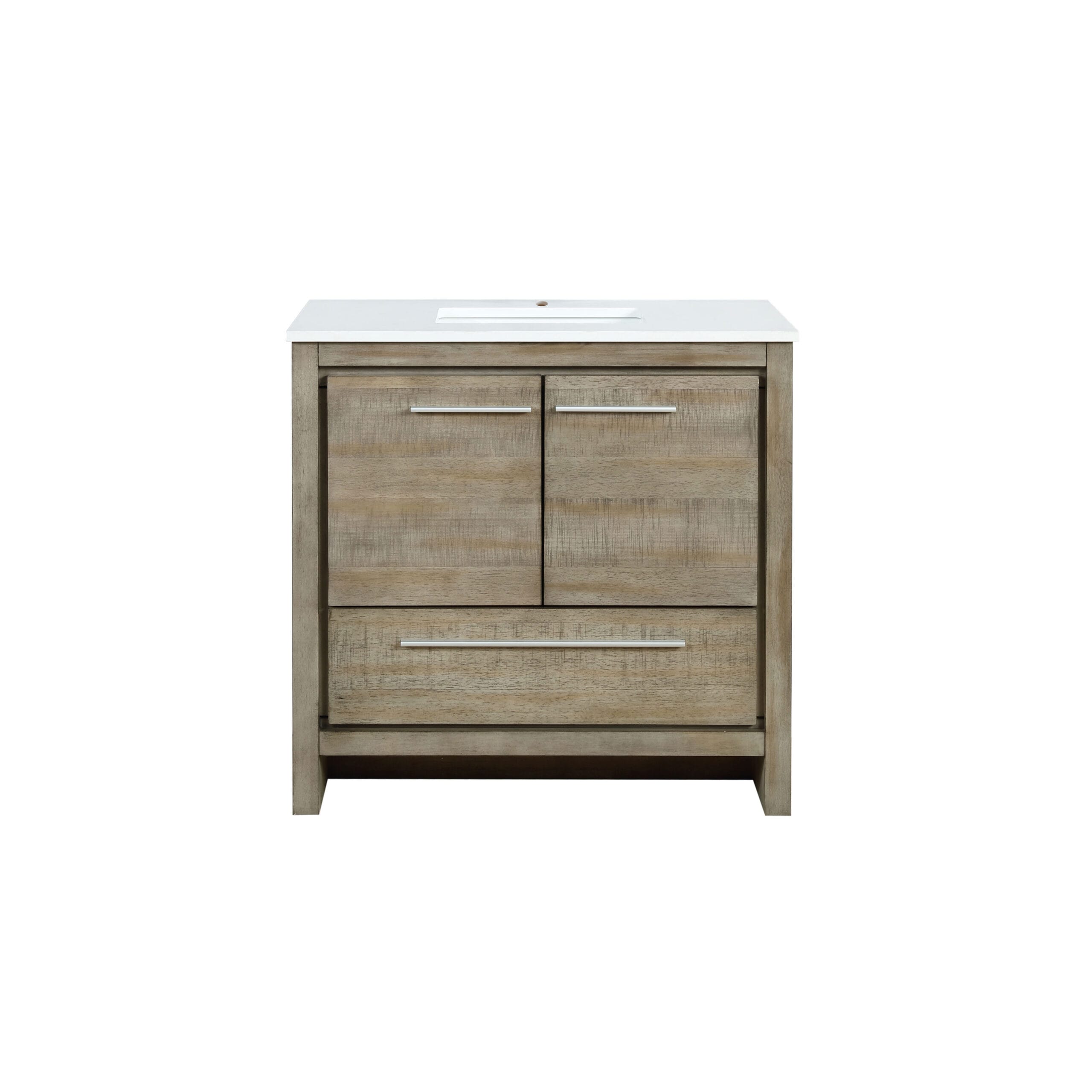 Lexora LLF36SKSOS000 Lafarre 36-in Rustic Acacia Undermount Single sink Bathroom Vanity with White Quartz Quartz Top