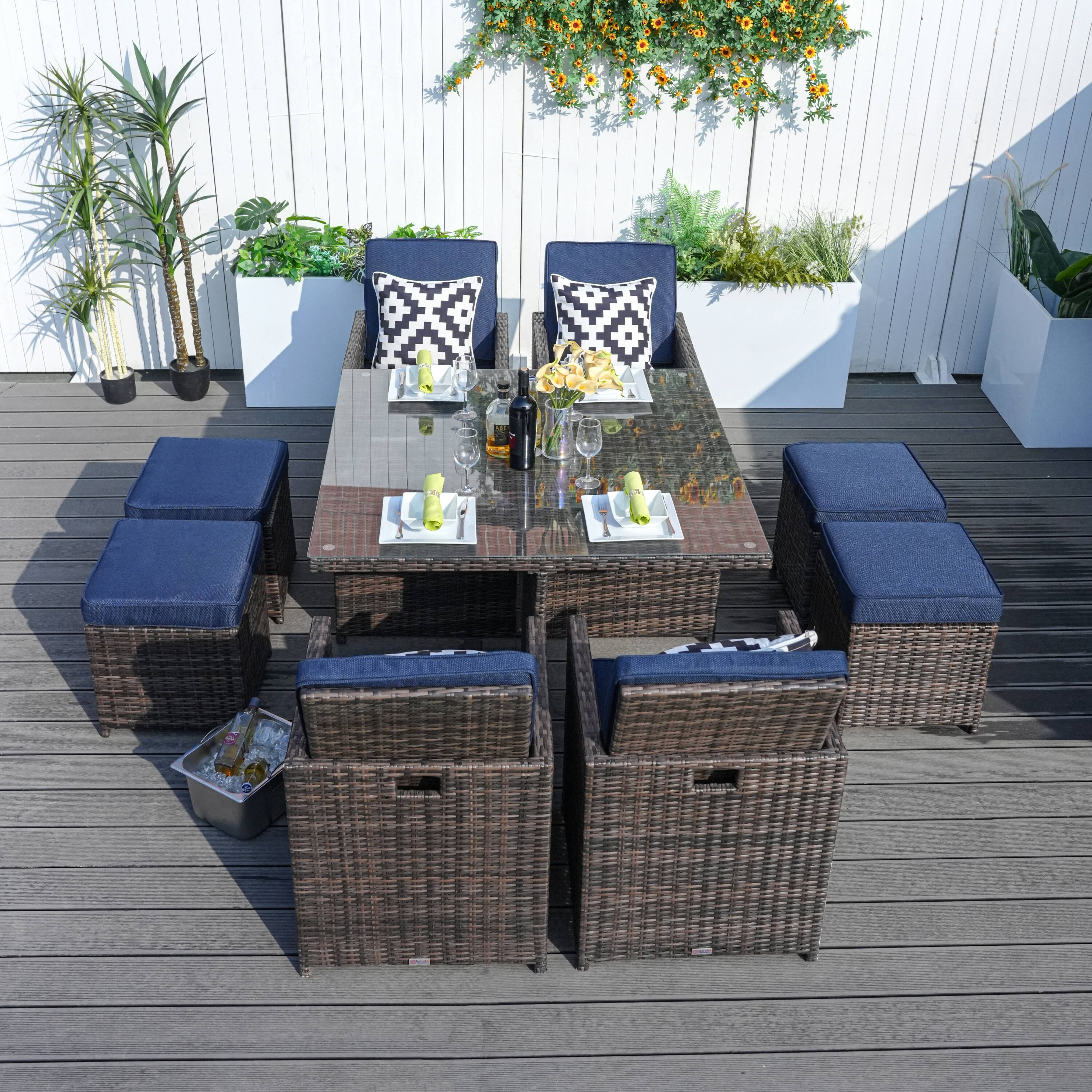 Direct Wicker DWD-3233BR-BLUE Patio-Dining-Sets - View #4