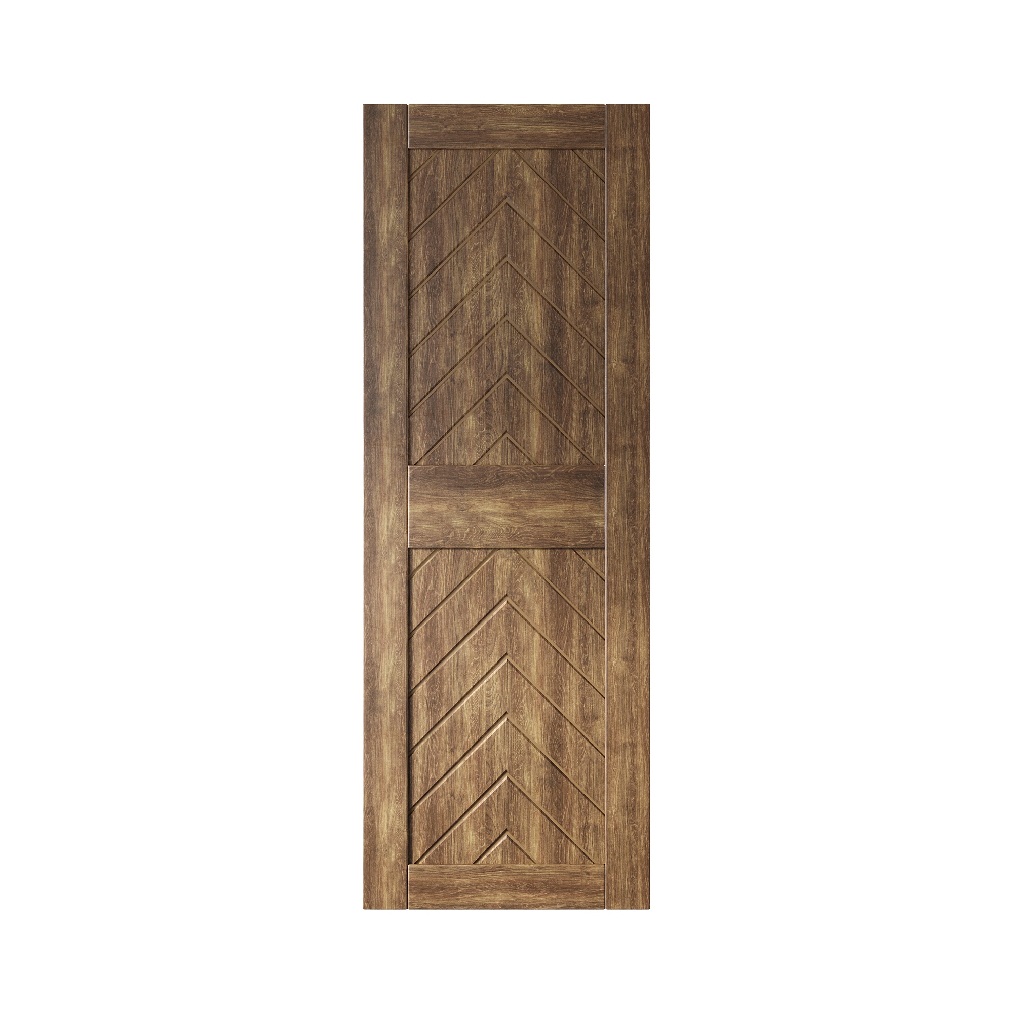 HOMACER JT1-2684-WA 26-in x 84-in Dark Walnut Herringbone Pine Wood Solid core Single Barn Door (Hardware Not Included)