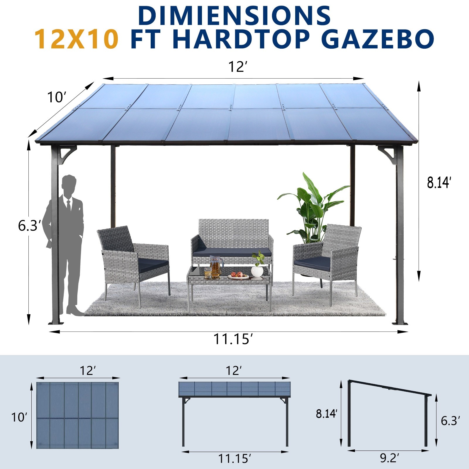 ToolCat BZ2-27-PW Wood-Resin-Gazebos - View #7