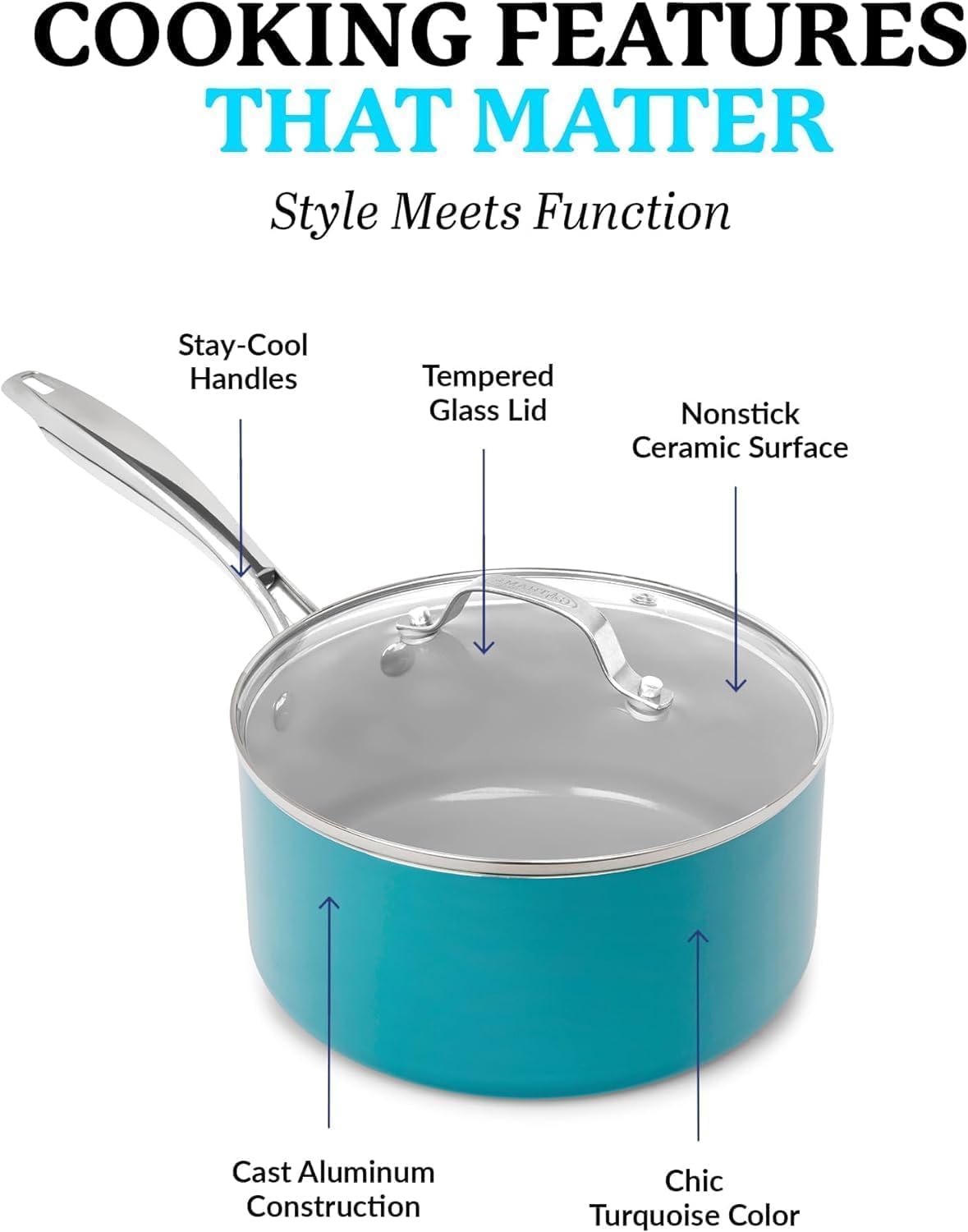 Gotham Steel 15-Piece Blue Nonstick Aluminum Cookware Set