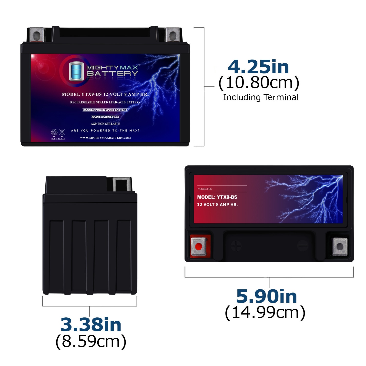 Mighty Max Battery YTX9-BS441 Power-Equipment-Batteries - View #2