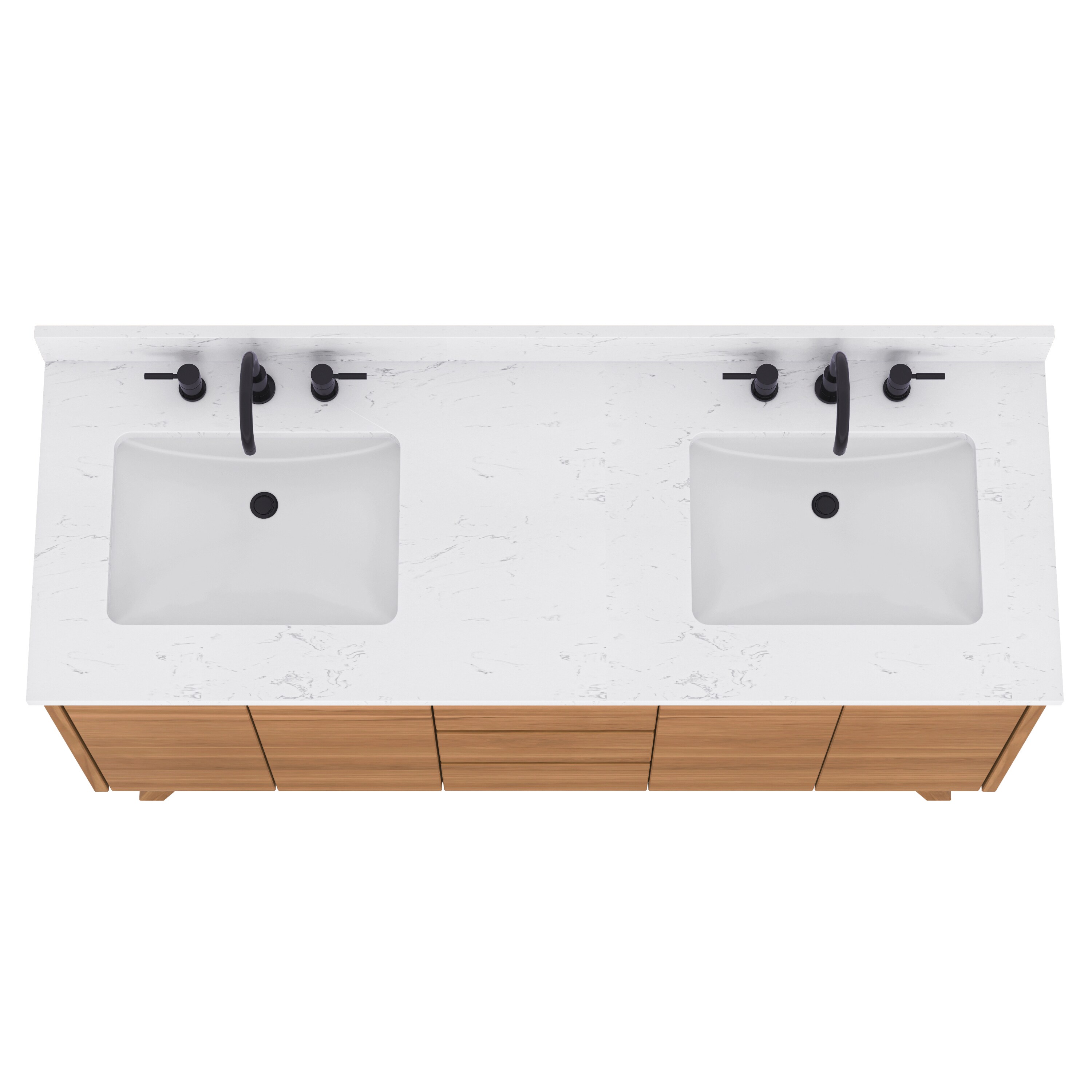 Coventry 61" Natural Teak Double Sink Vanity with Cala White Top