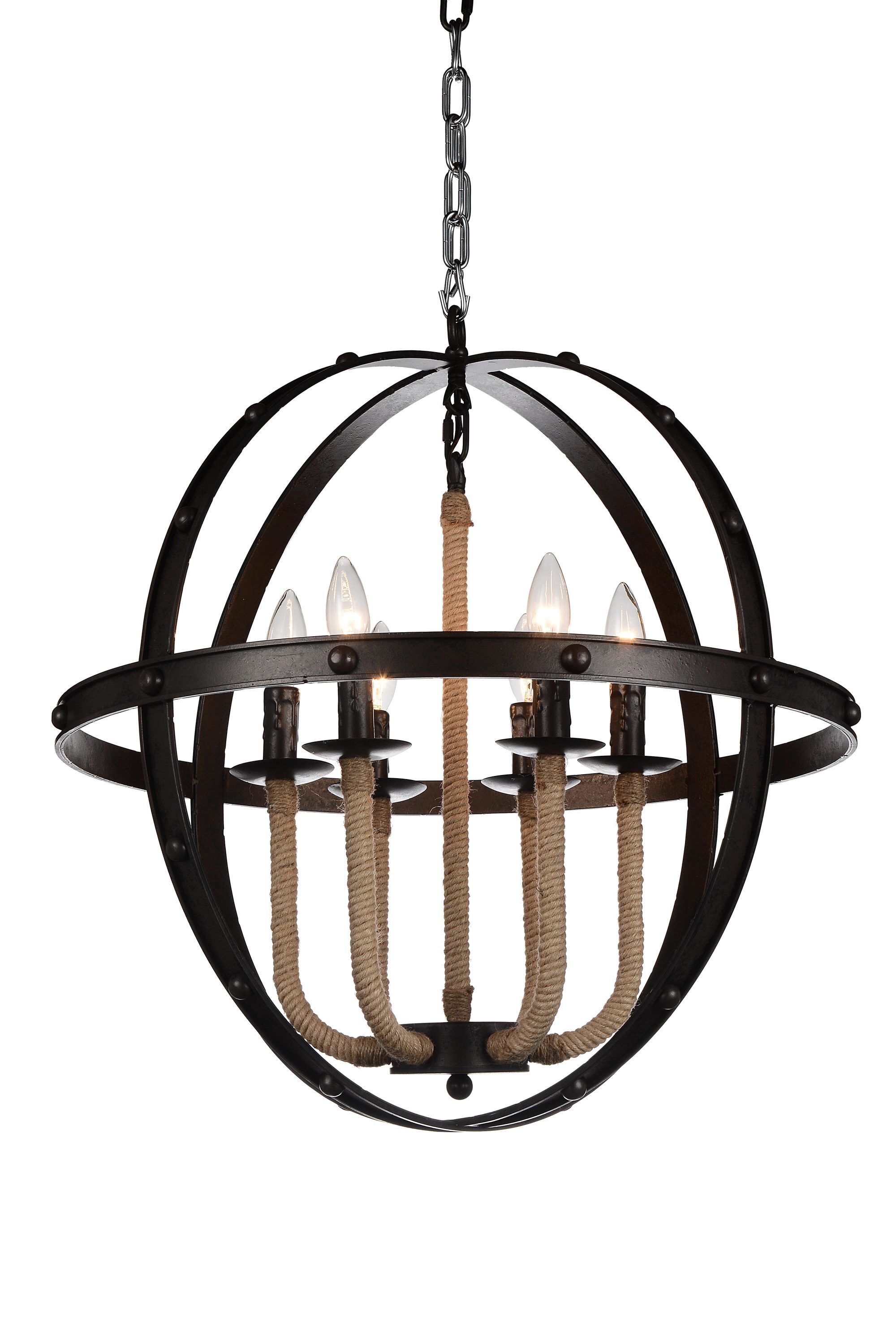 CWI Lighting Surma 6-Light Rust Rustic Damp Rated Chandelier at Lowes.com