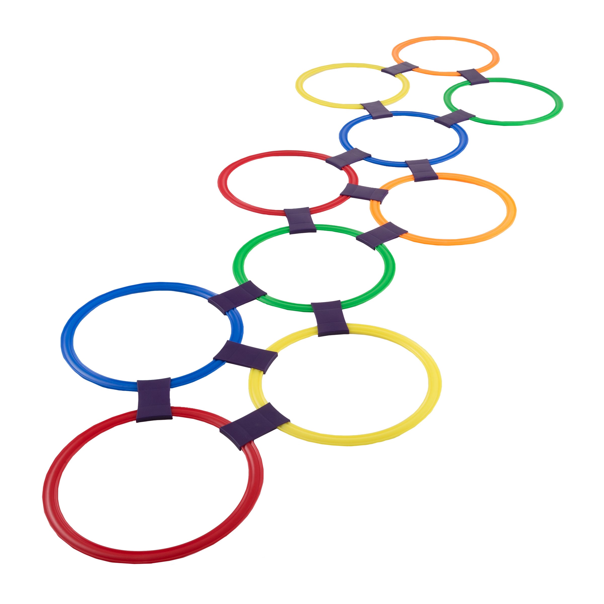 Toy Time 962380HGJ Hopscotch Ring Game-10 Multi-Colored Plastic Rings and 15 Connectors for Indoor or Outdoor Use-Fun Creative Play Set for Girls and Boys