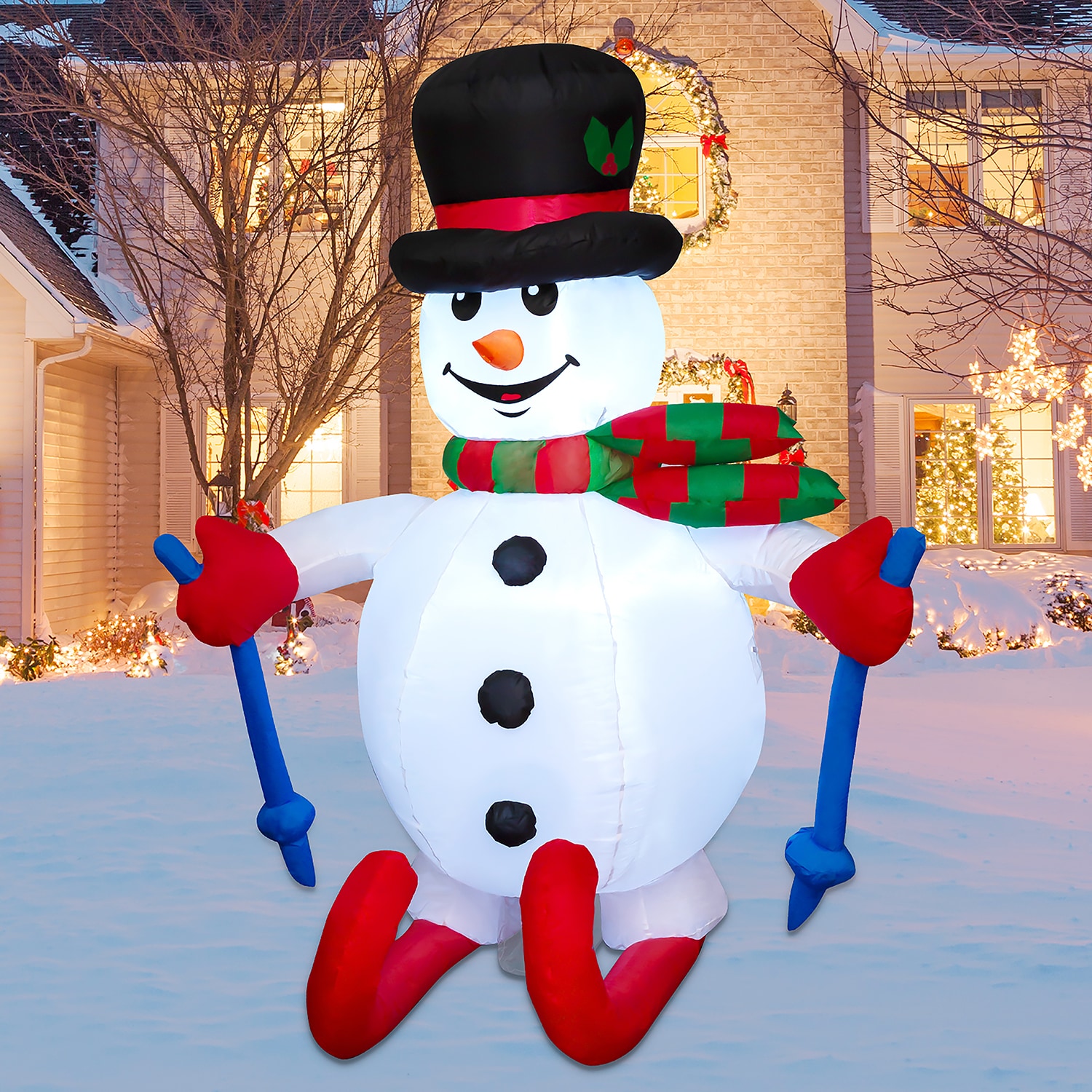 Goosh 5 6 Ft Lighted Snowman Christmas Inflatable Dj Sd 27140 At