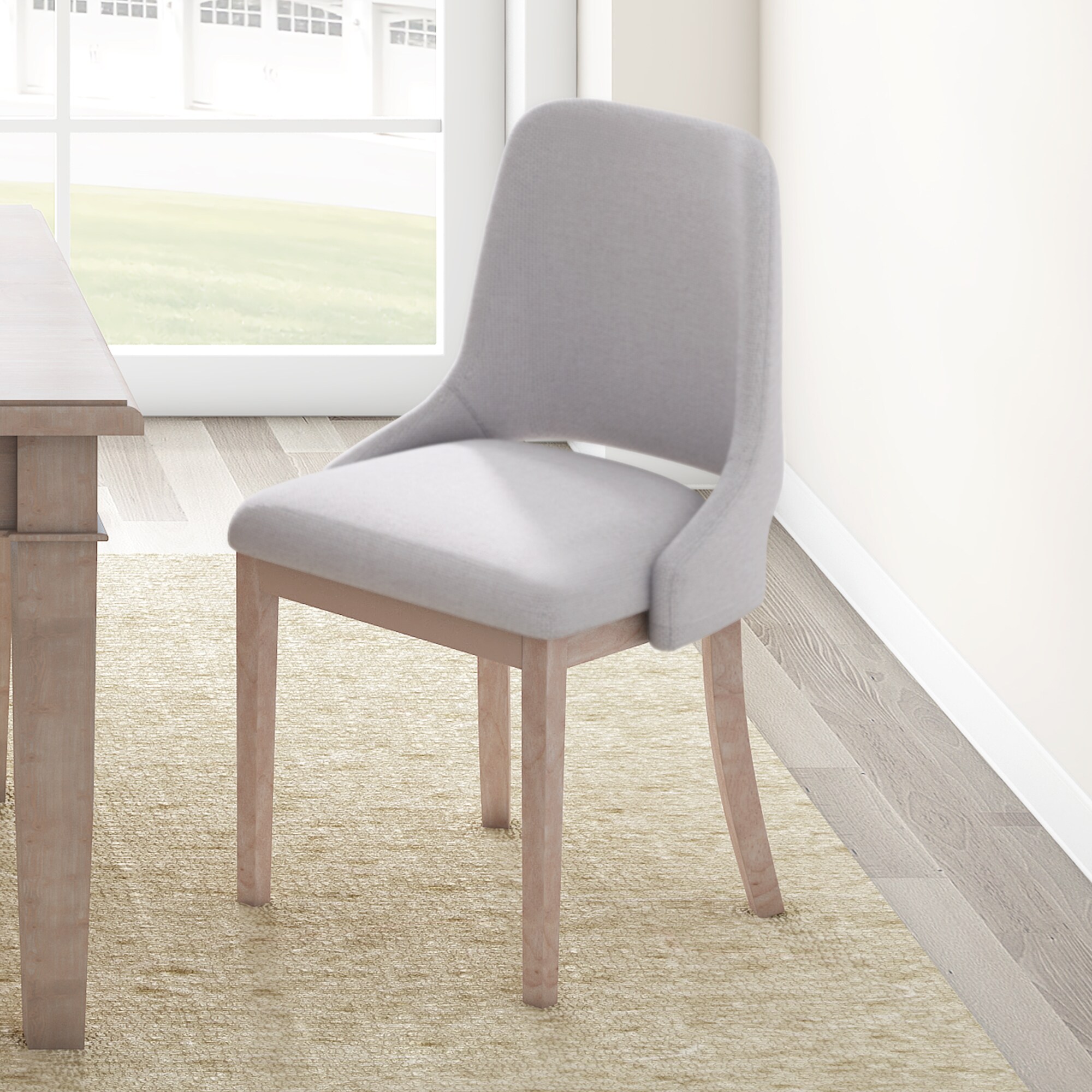 LOVMOR - Wooden Dining Chairs Set of 2 Linen Upholstered Accent Kitchen Chair Dining Room Chairs ...