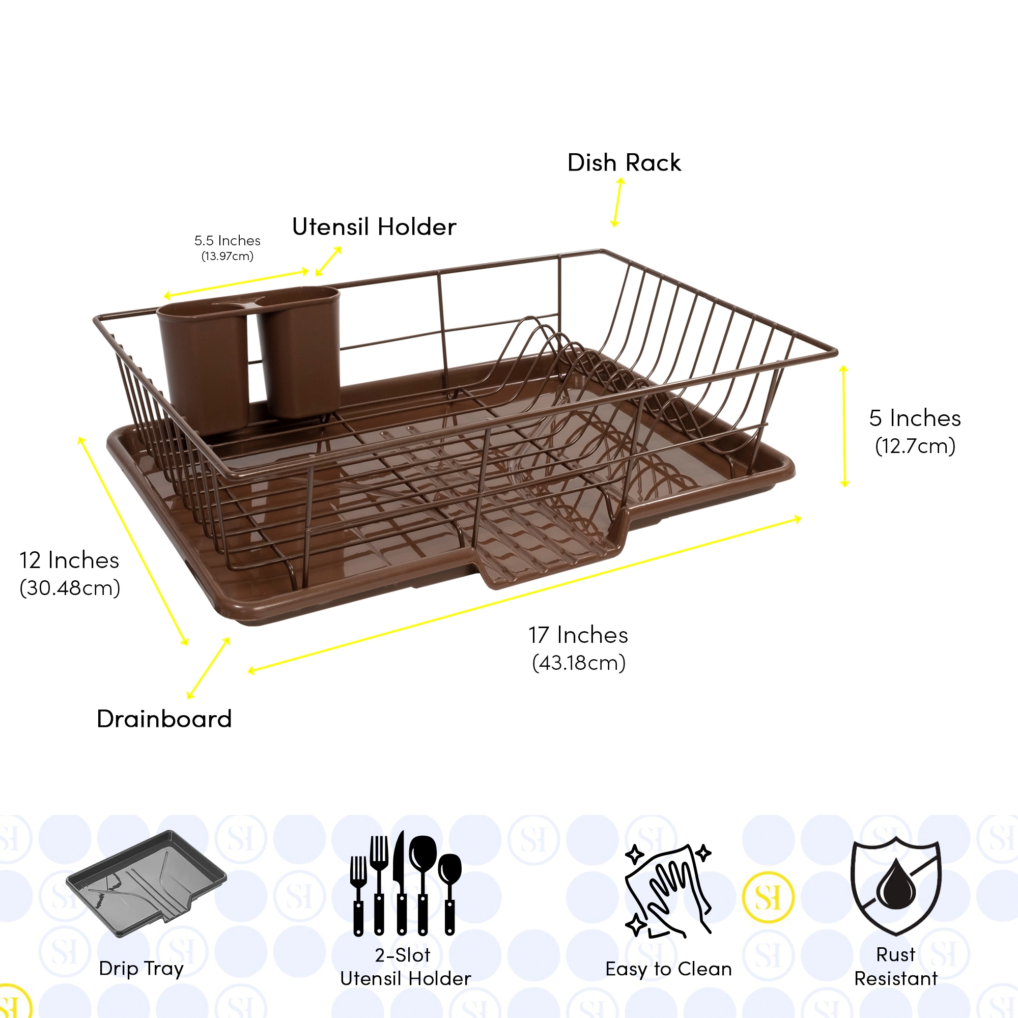 Sweet Home Collection LOW-3PC-DD-BRZ Dish-Racks-Trays - View #2