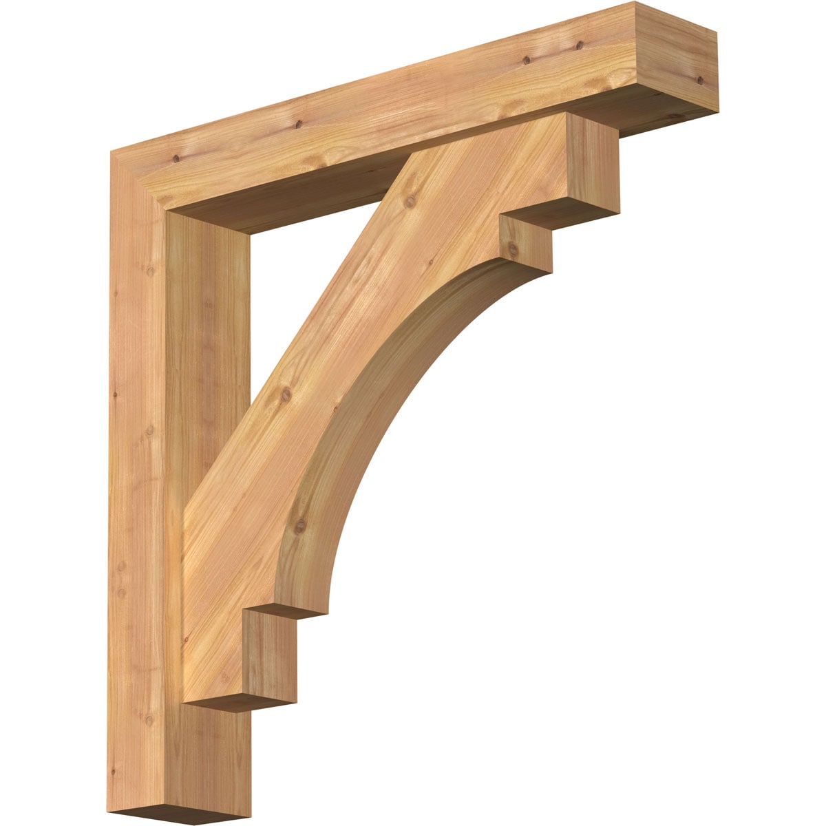 Ekena Millwork 1463155 Merced Block Smooth Bracket with Offset Brace 5-1/2-in x 30-in x 30-in Western red cedar Brown Wood Standard bracket