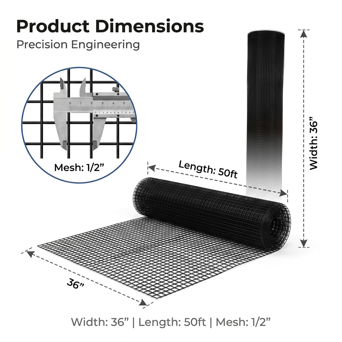 Loheer - 36-in x 50-ft 19-Gauge 1/4-in Black Vinyl-Coated Hardware Cloth Poultry Netting