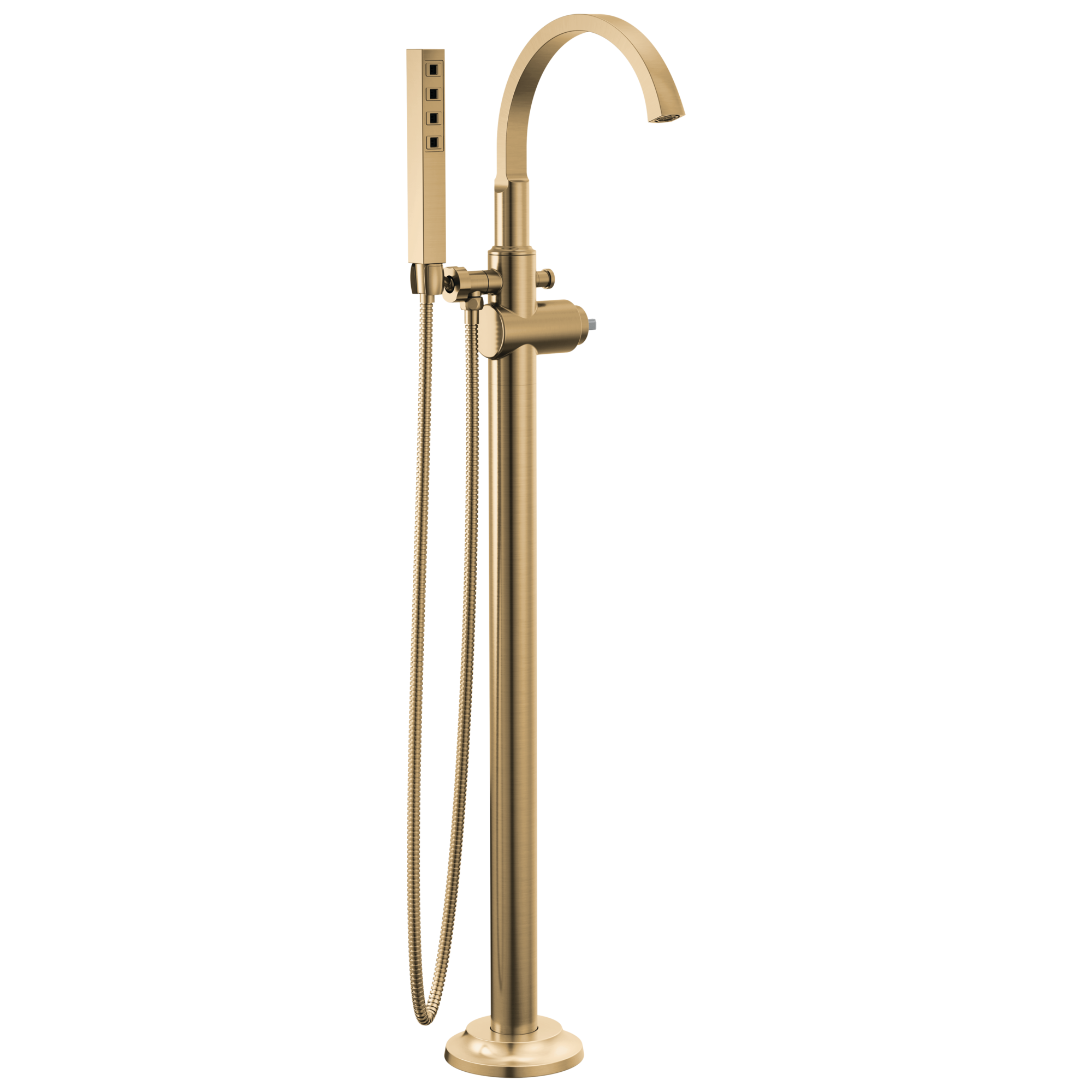 Delta T4788-CZ-PR-LHP-FL Tetra Lumicoat Champagne Bronze Sold separately Freestanding High-arc Bathtub Faucet with Hand Shower